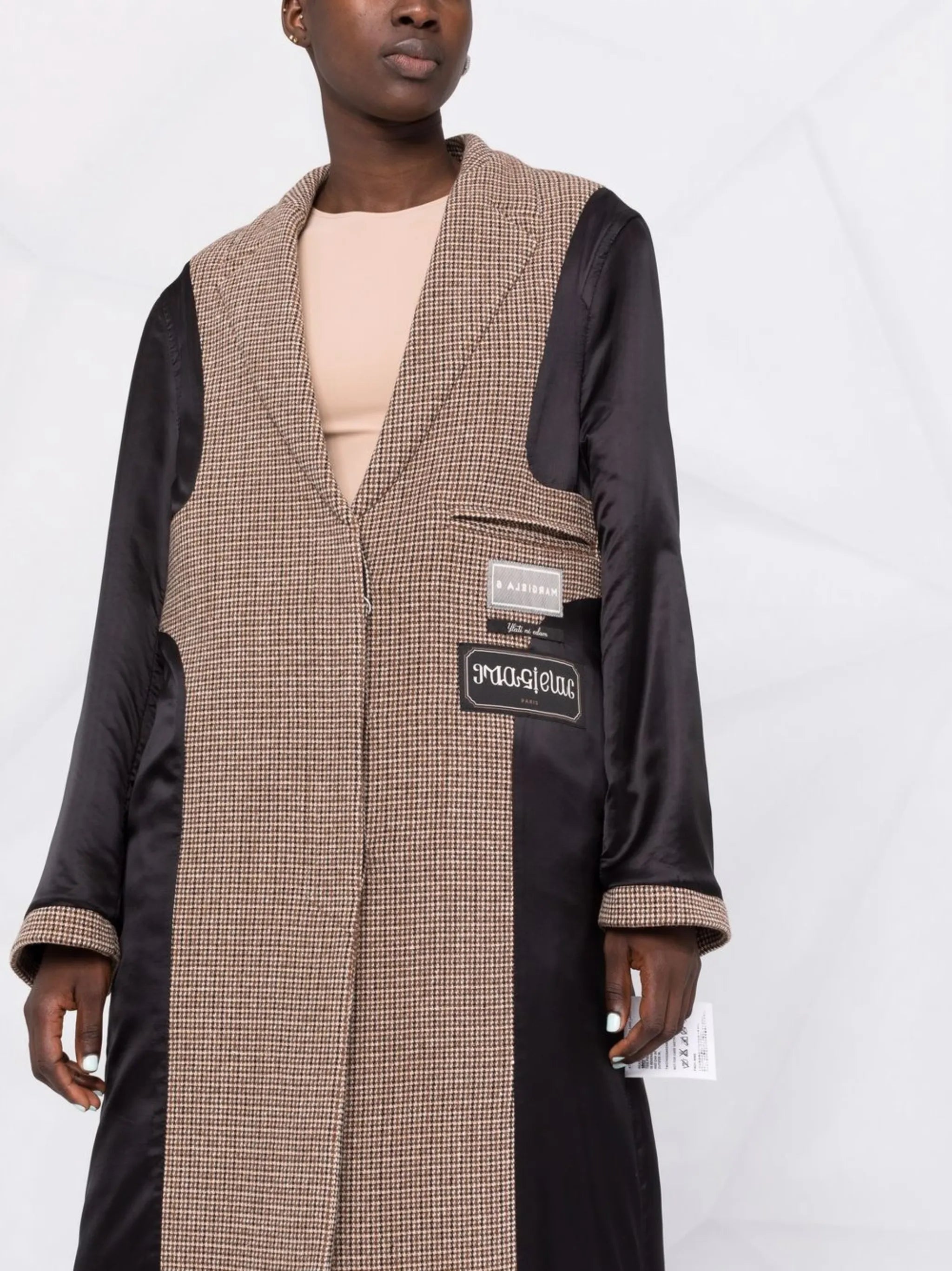 checked panelled coat