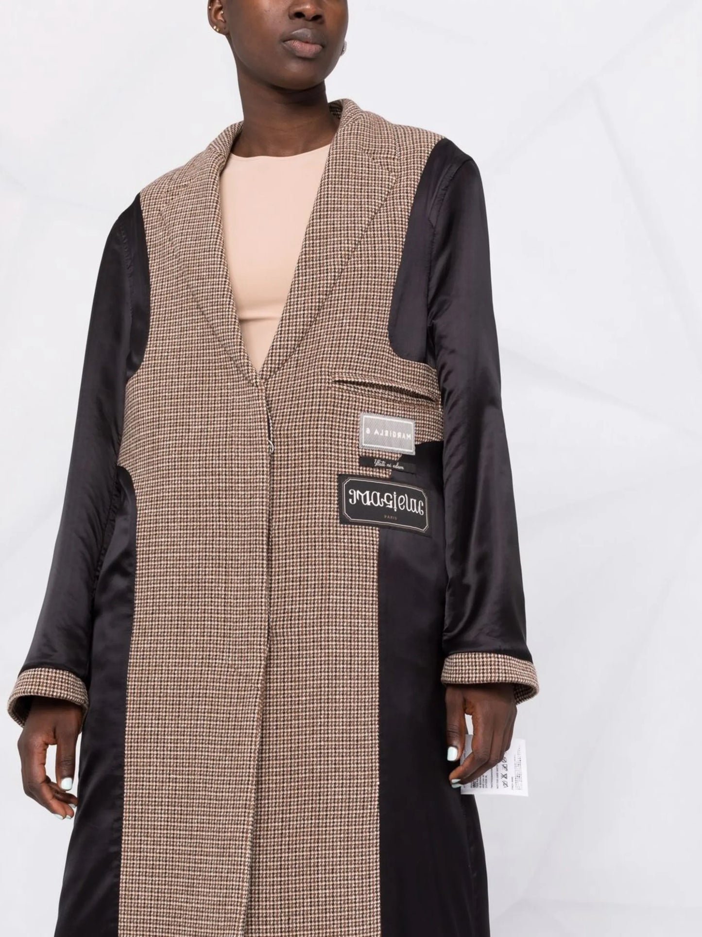 checked panelled coat