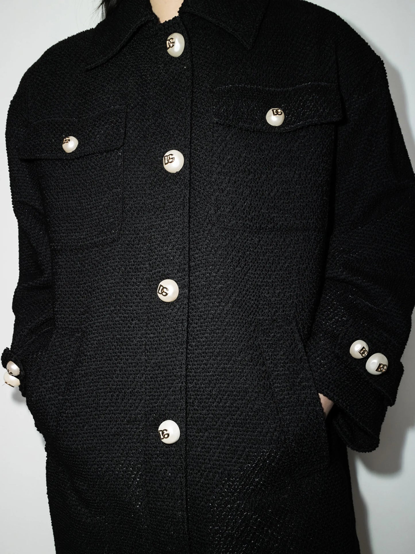 single-breasted textured coat