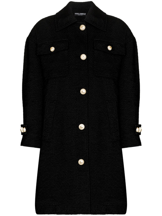 single-breasted textured coat