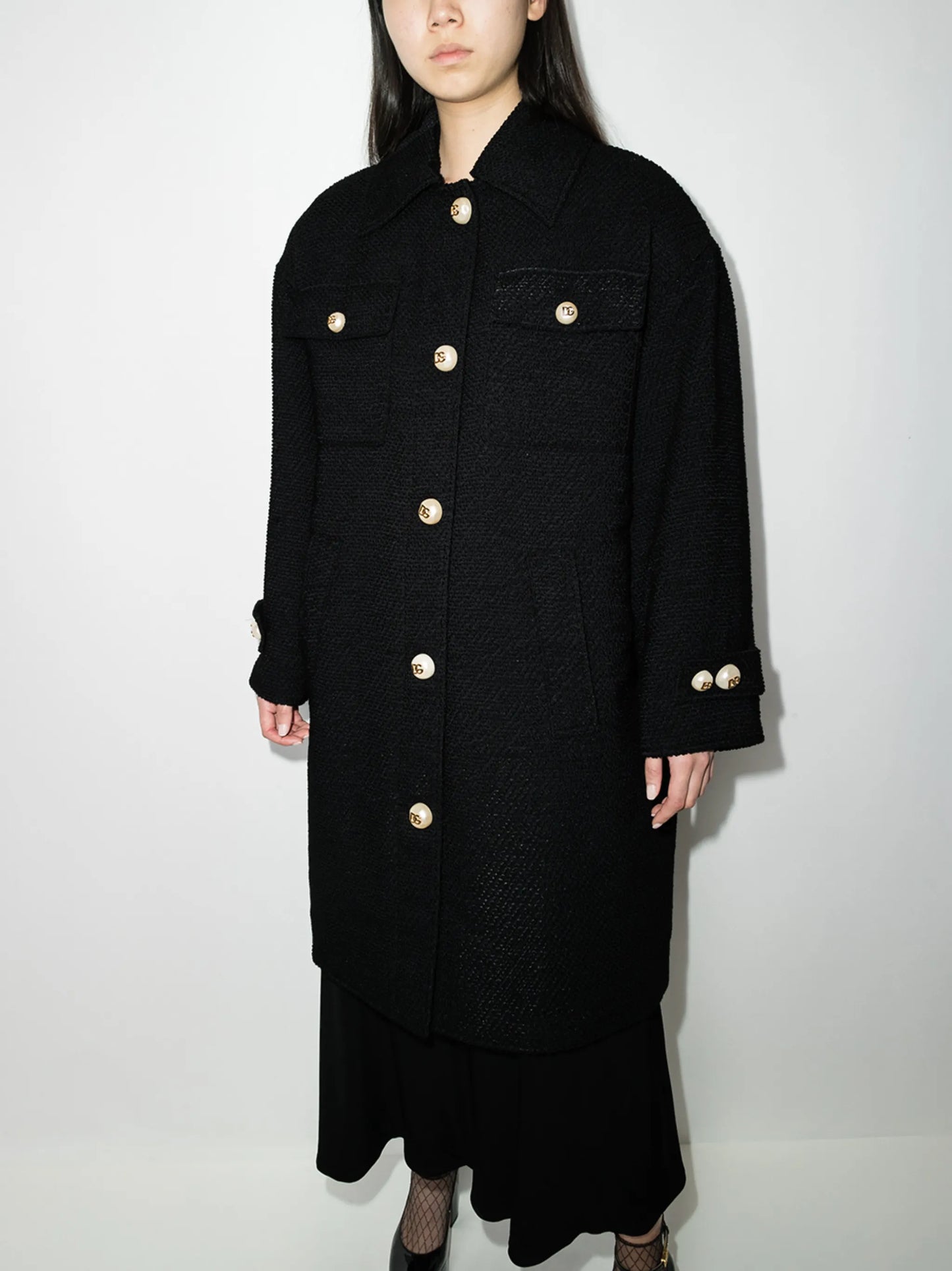single-breasted textured coat