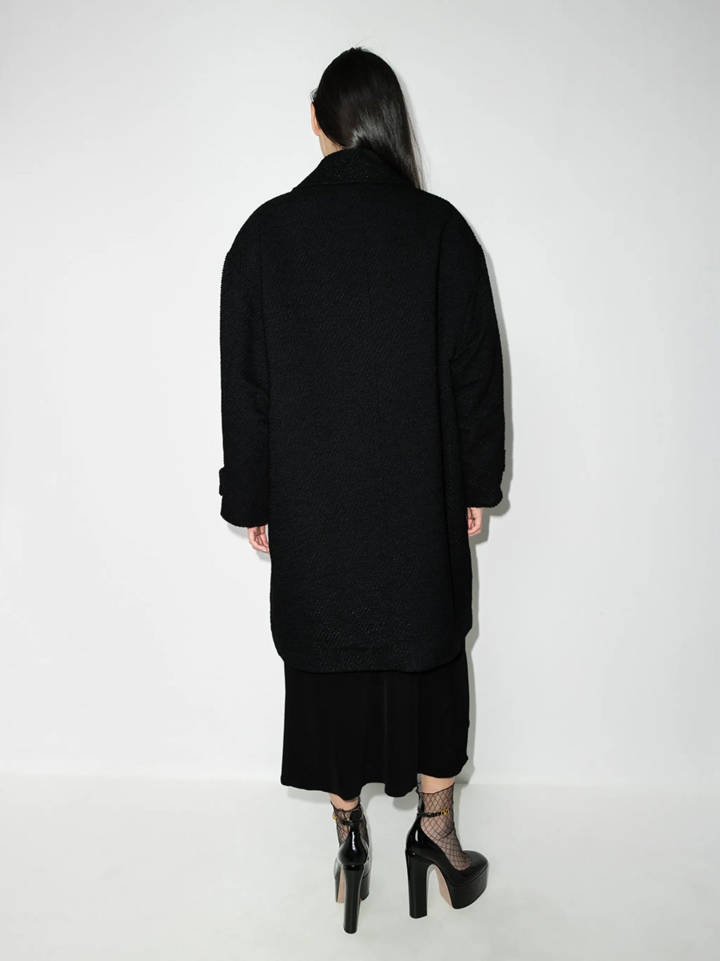 single-breasted textured coat