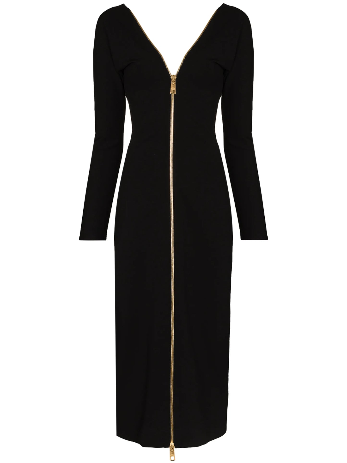 V-neck zipped midi dress
