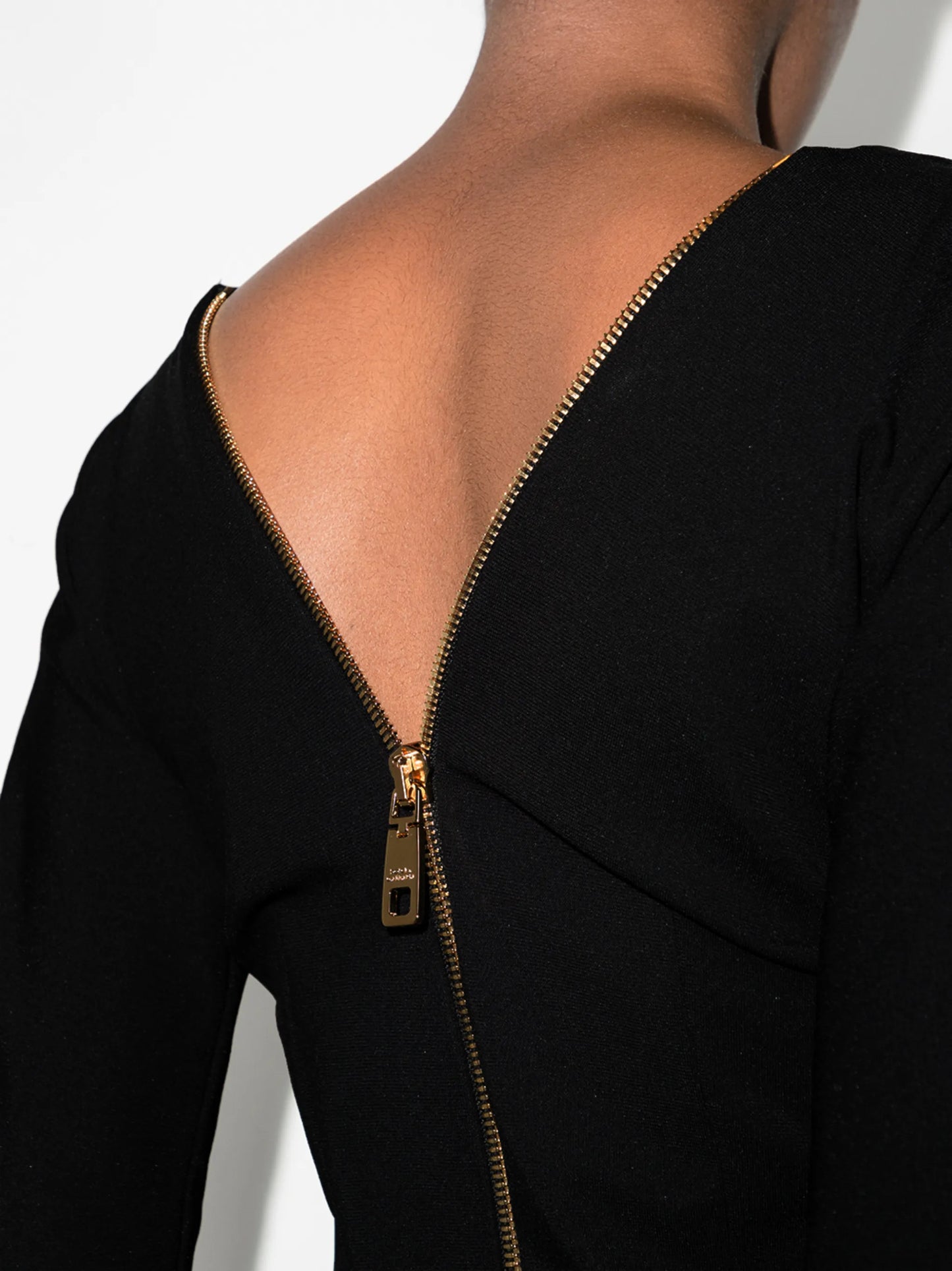 V-neck zipped midi dress