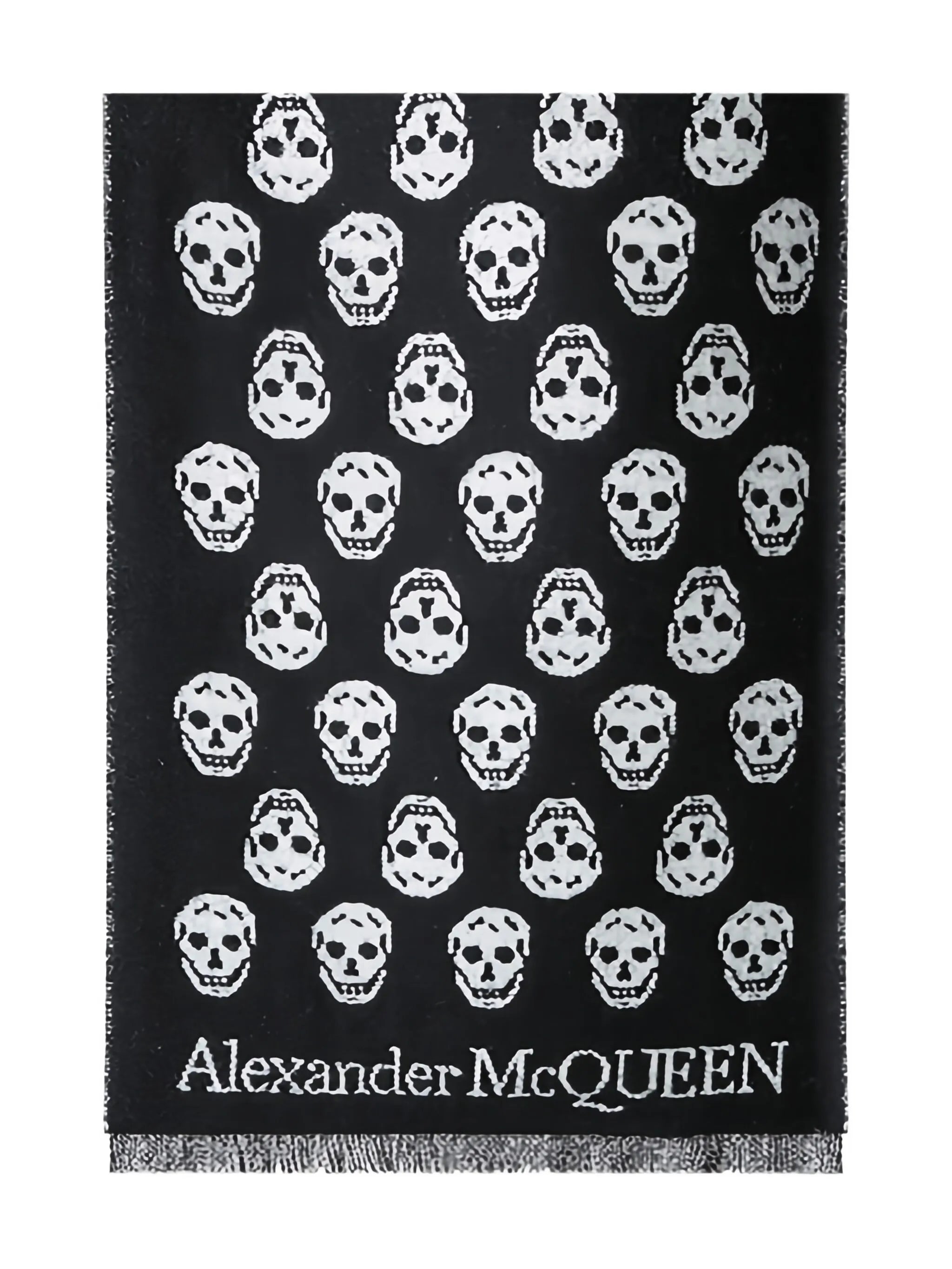 Skull reversible fringed scarf