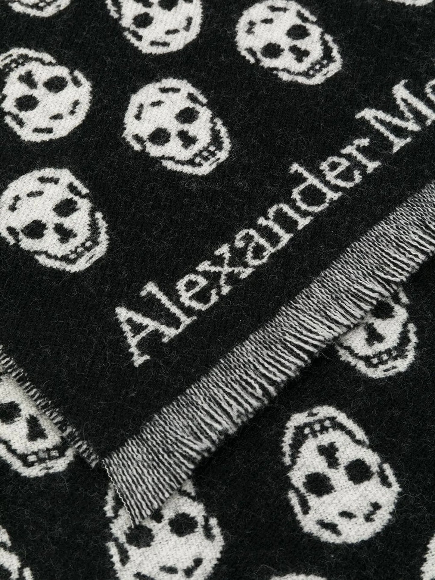 Skull reversible fringed scarf