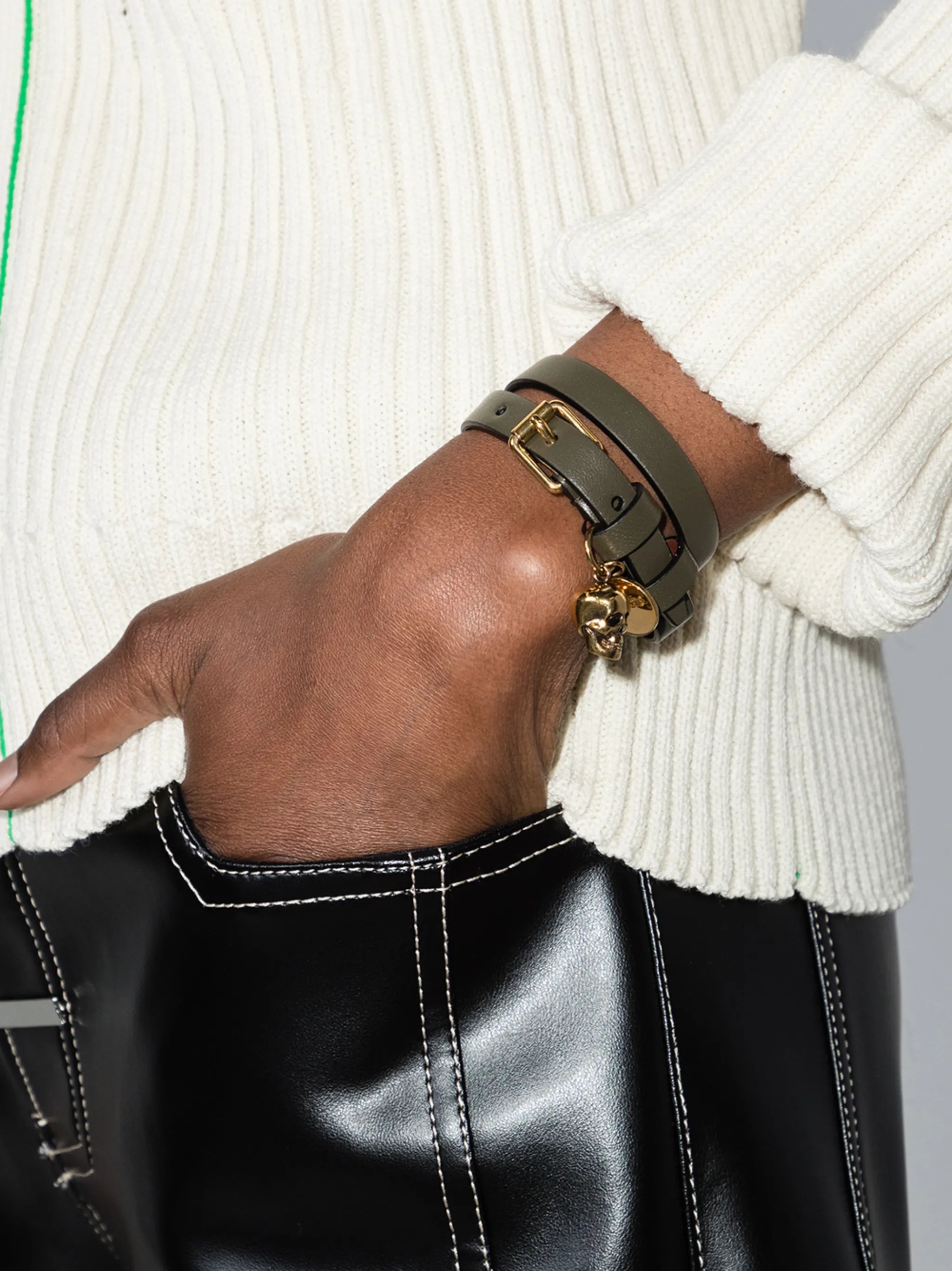 double wrap skull charm bracelet
