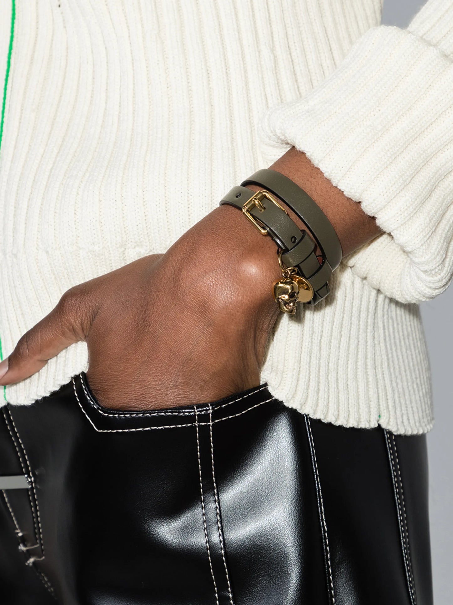 double wrap skull charm bracelet