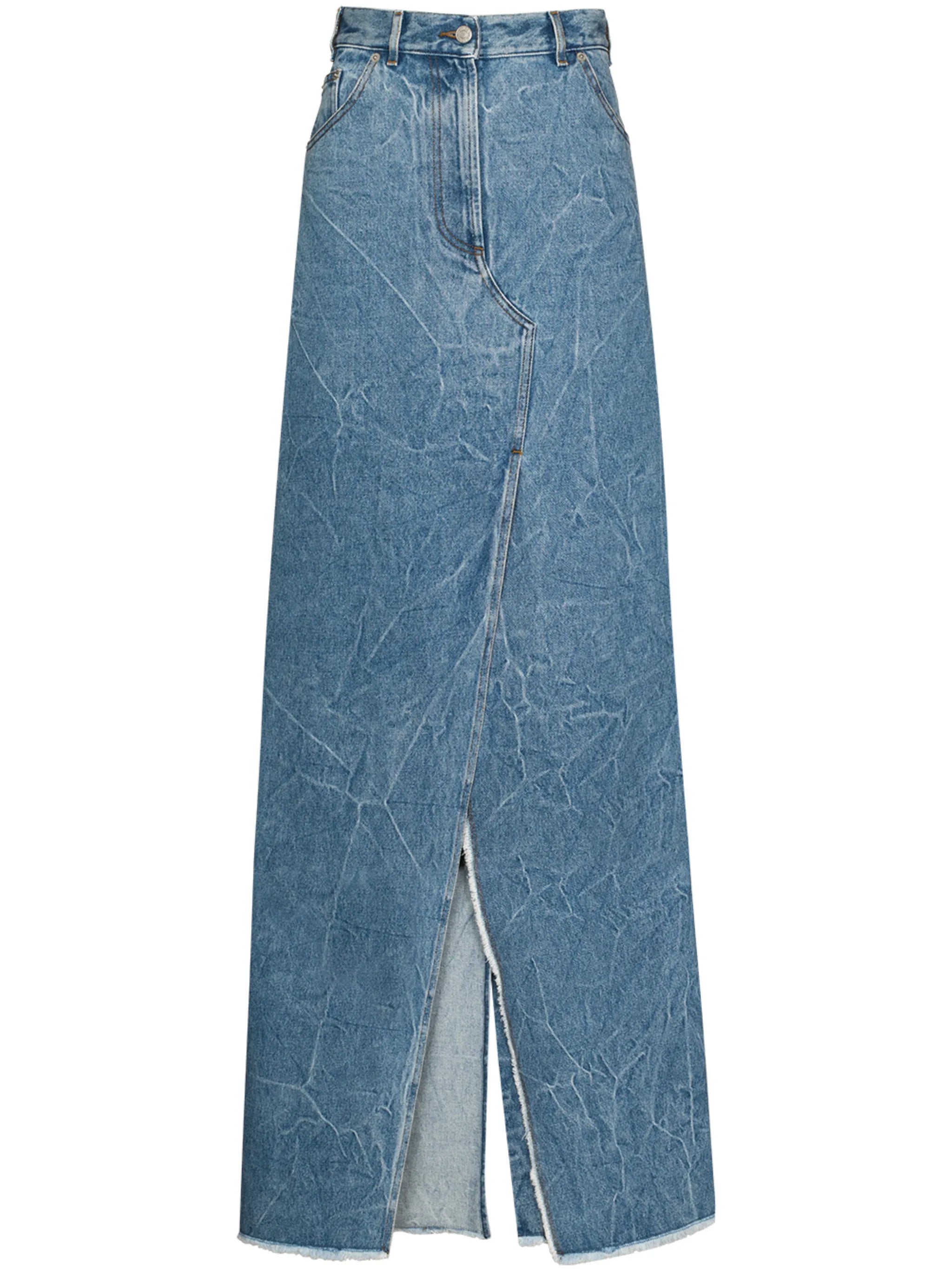 Silvana slit-detail denim skirt