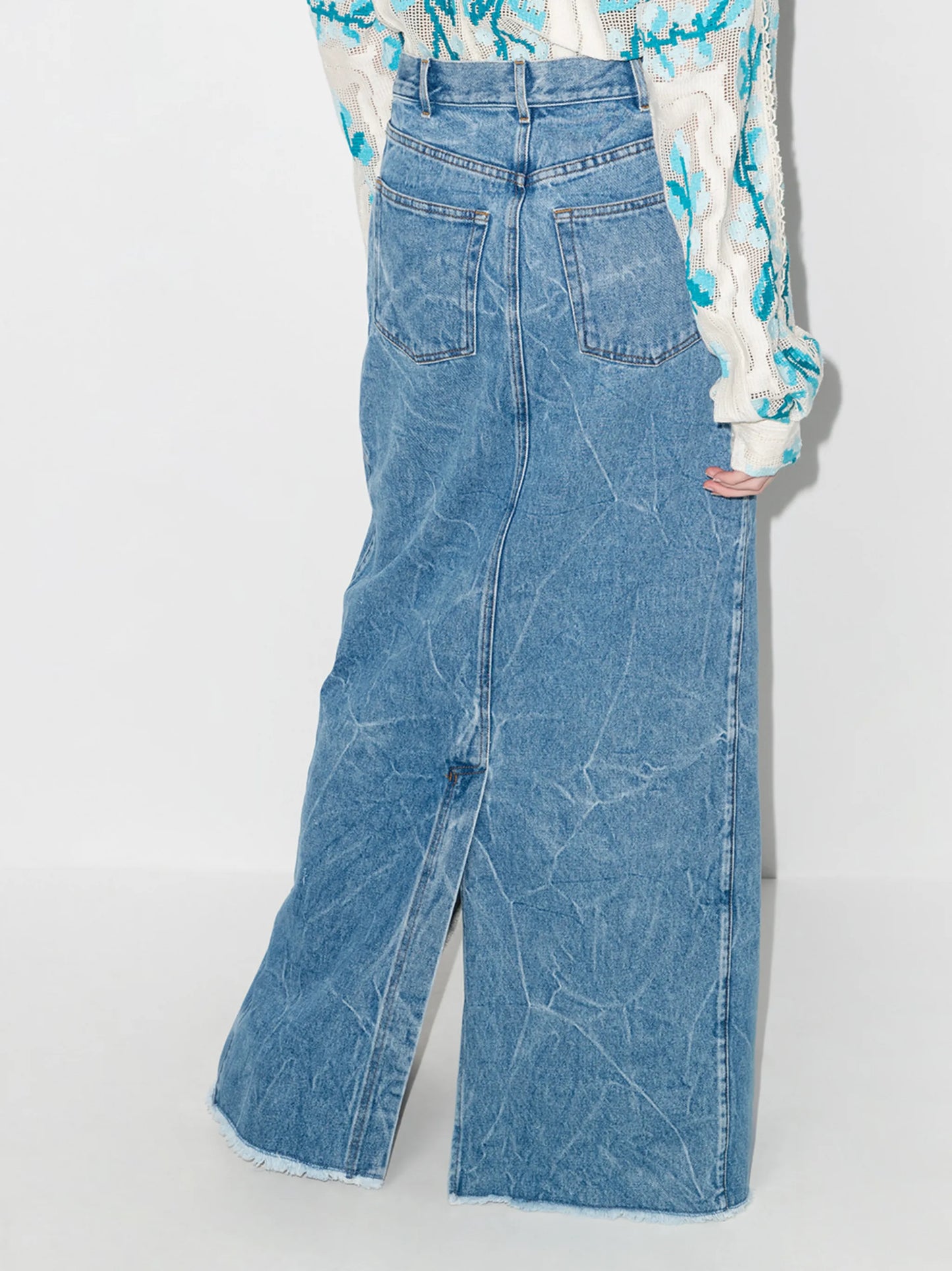 Silvana slit-detail denim skirt