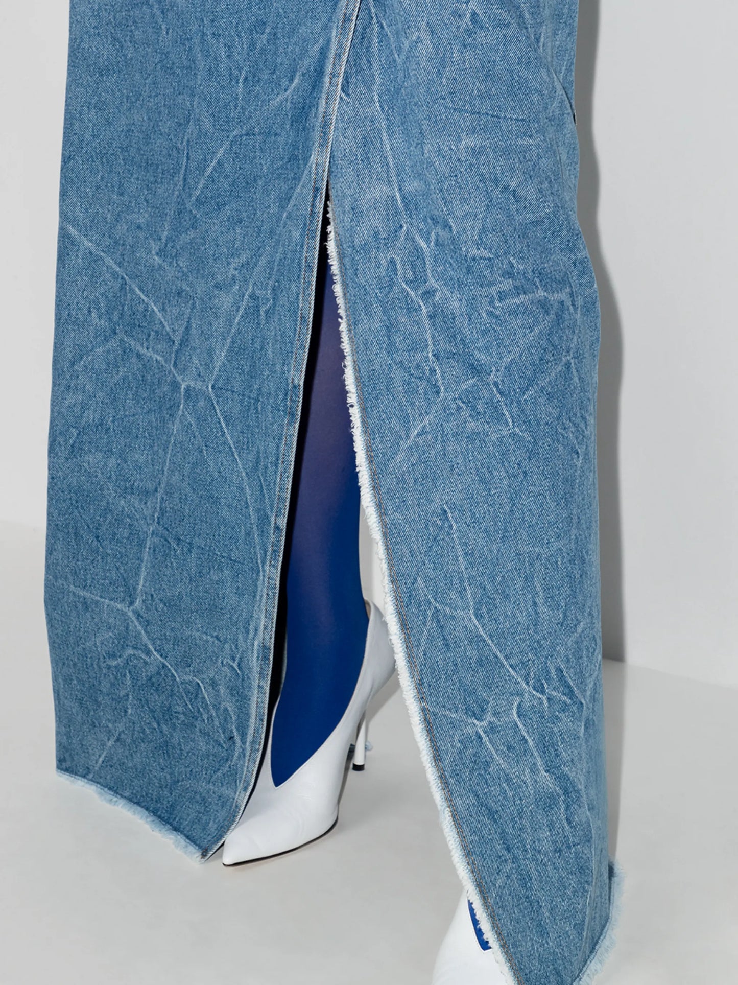 Silvana slit-detail denim skirt