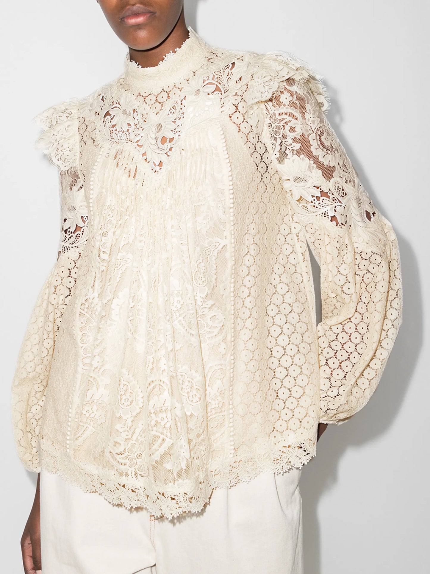 Concert lace-overlay blouse