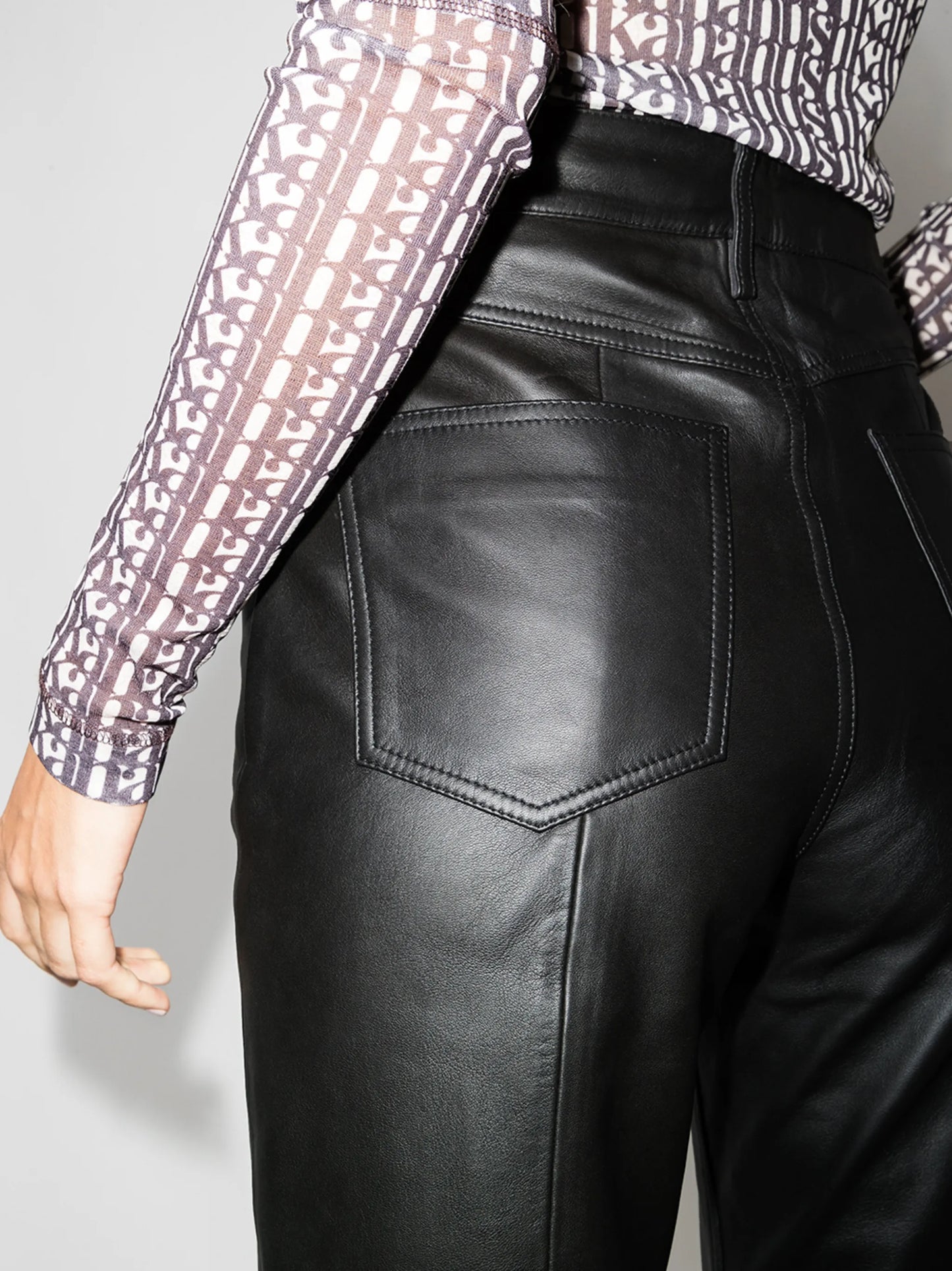 Lynn leather straight-leg trousers