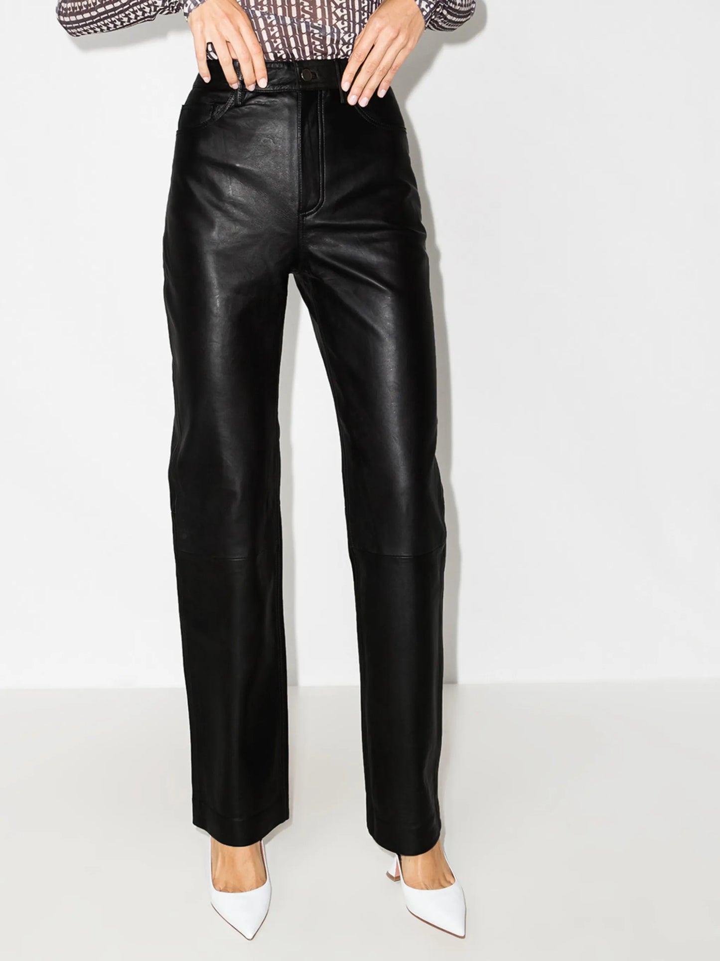 Lynn leather straight-leg trousers