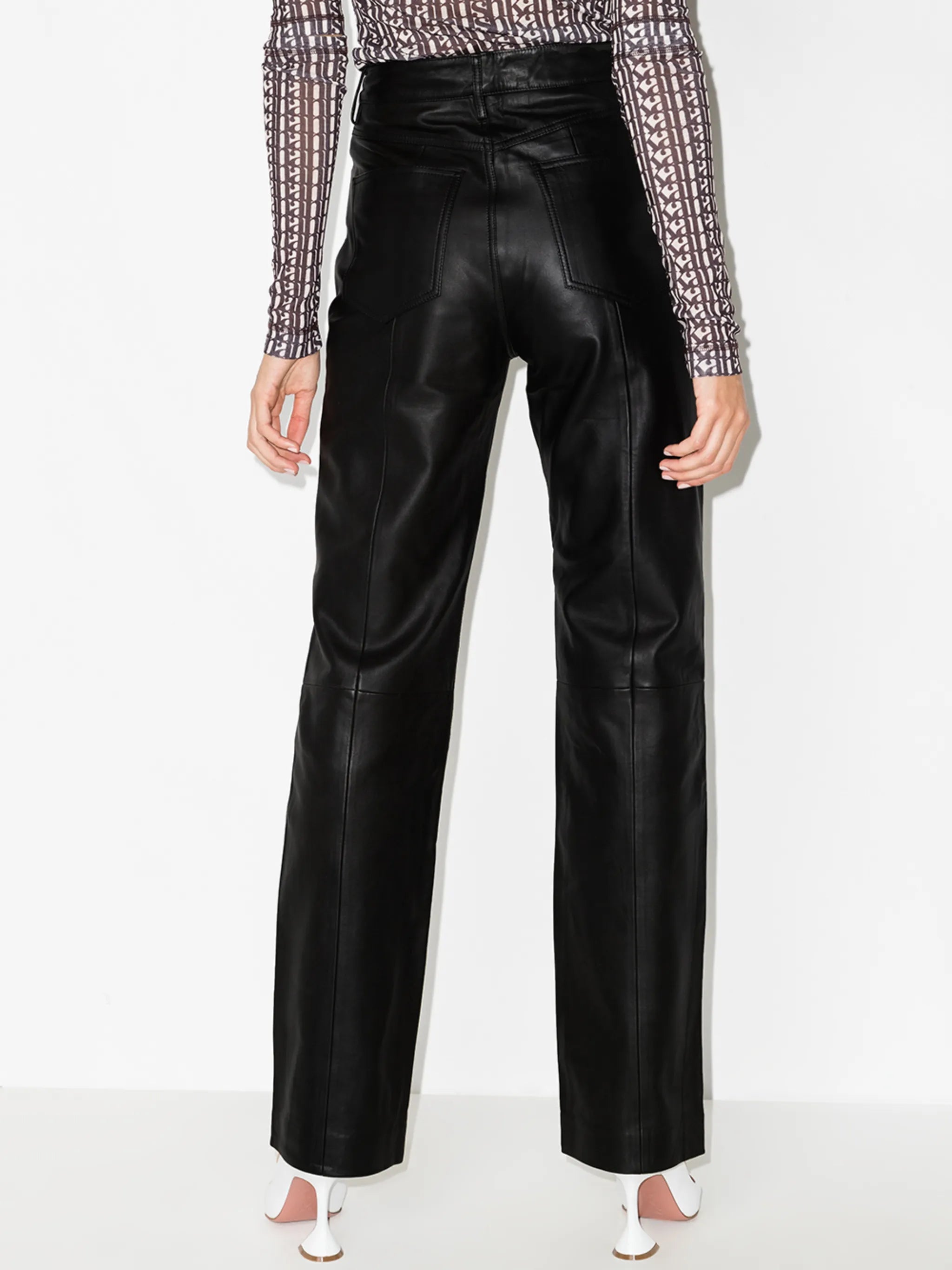 Lynn leather straight-leg trousers