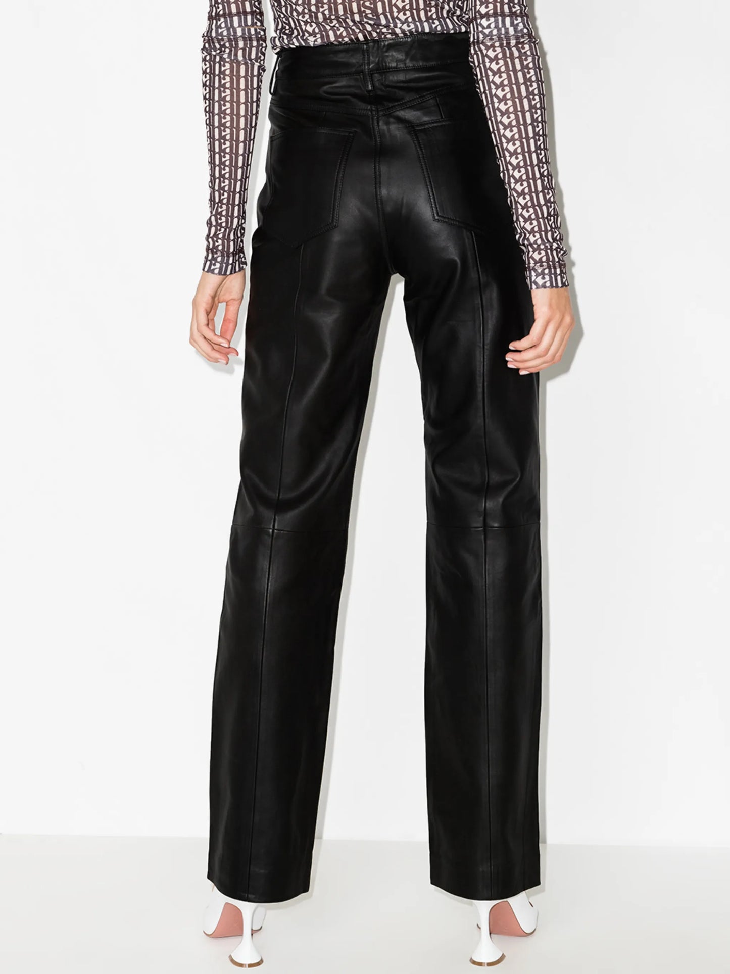 Lynn leather straight-leg trousers