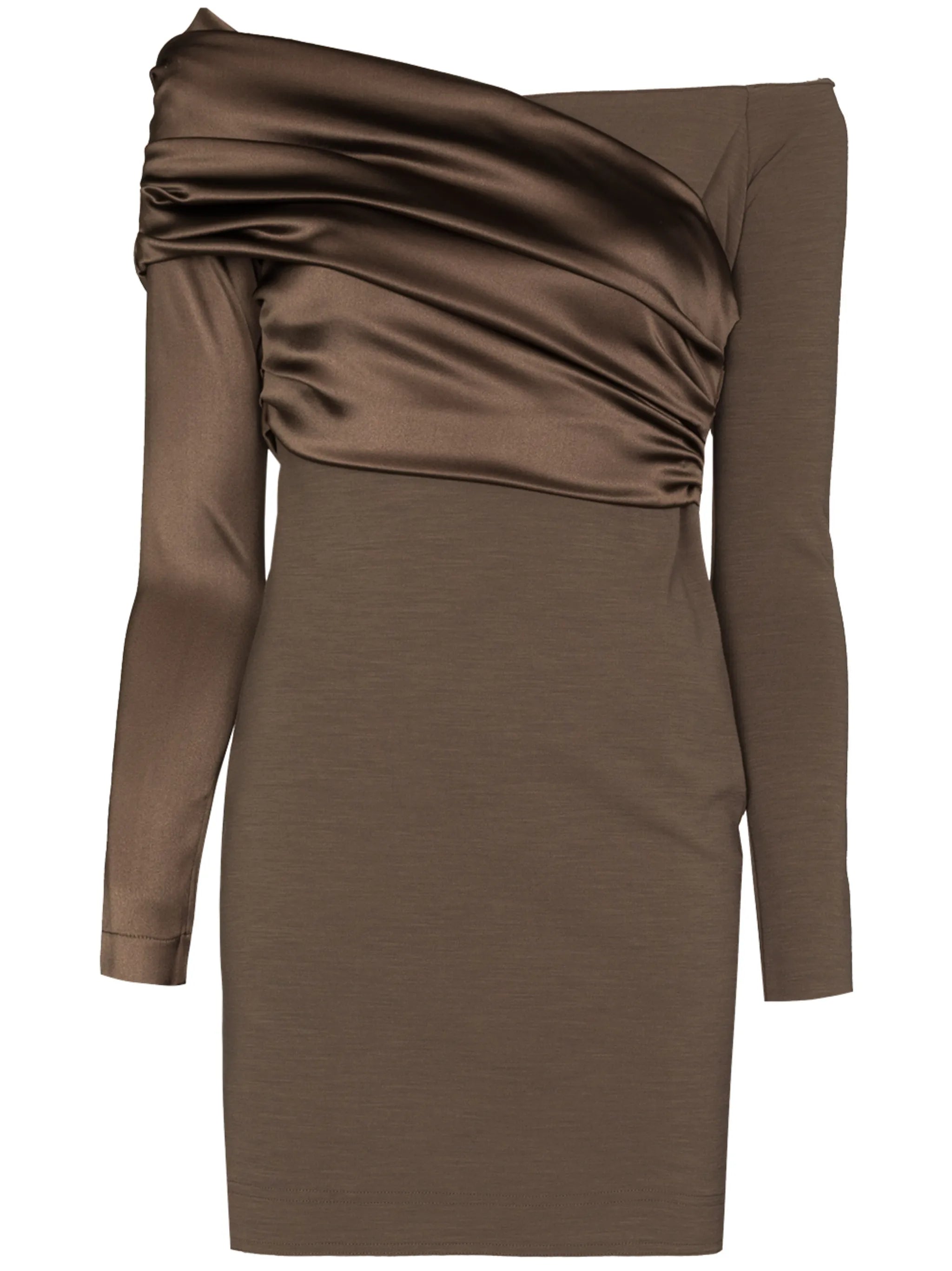 off-shoulder ruched minidress
