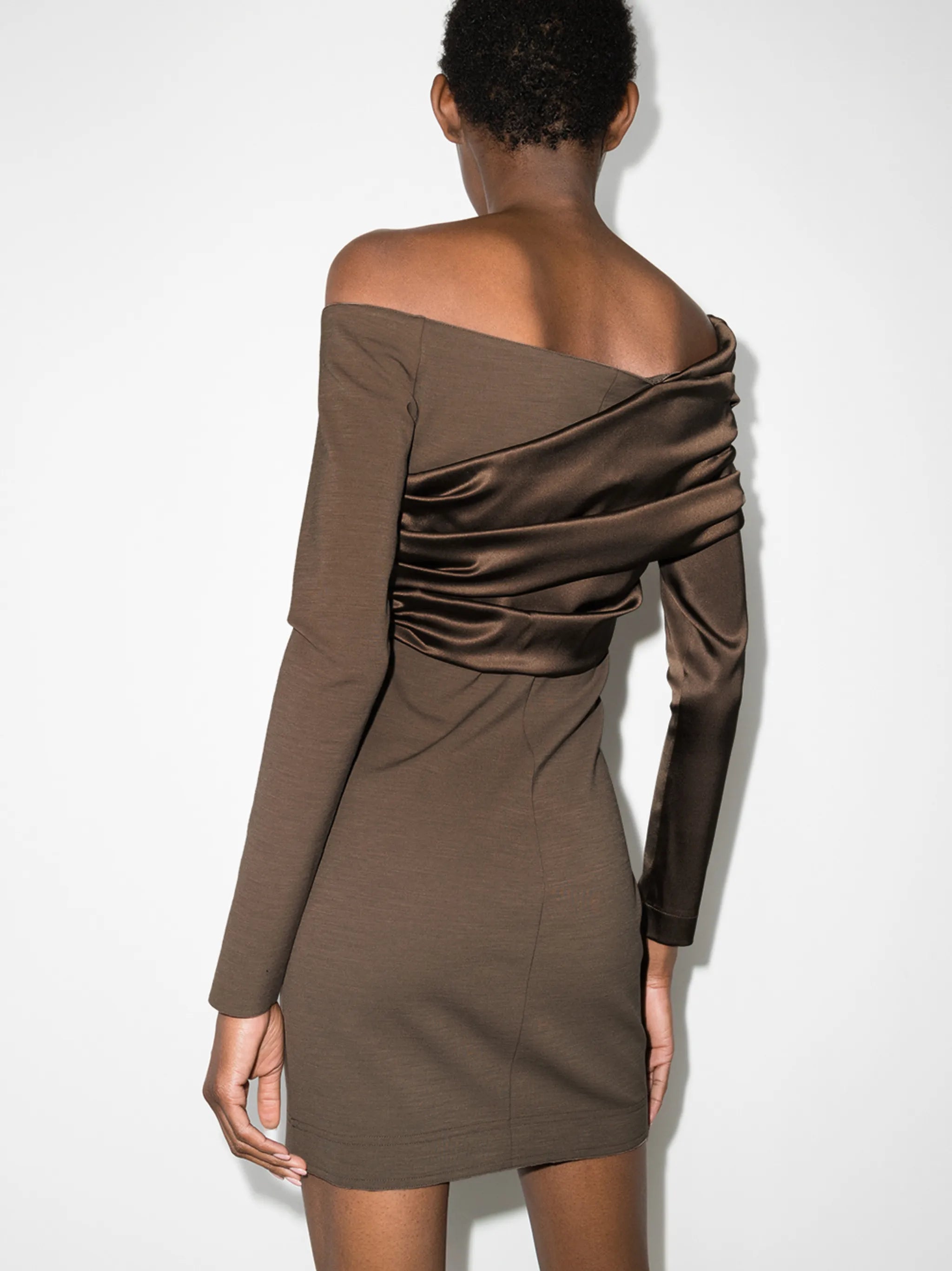 off-shoulder ruched minidress