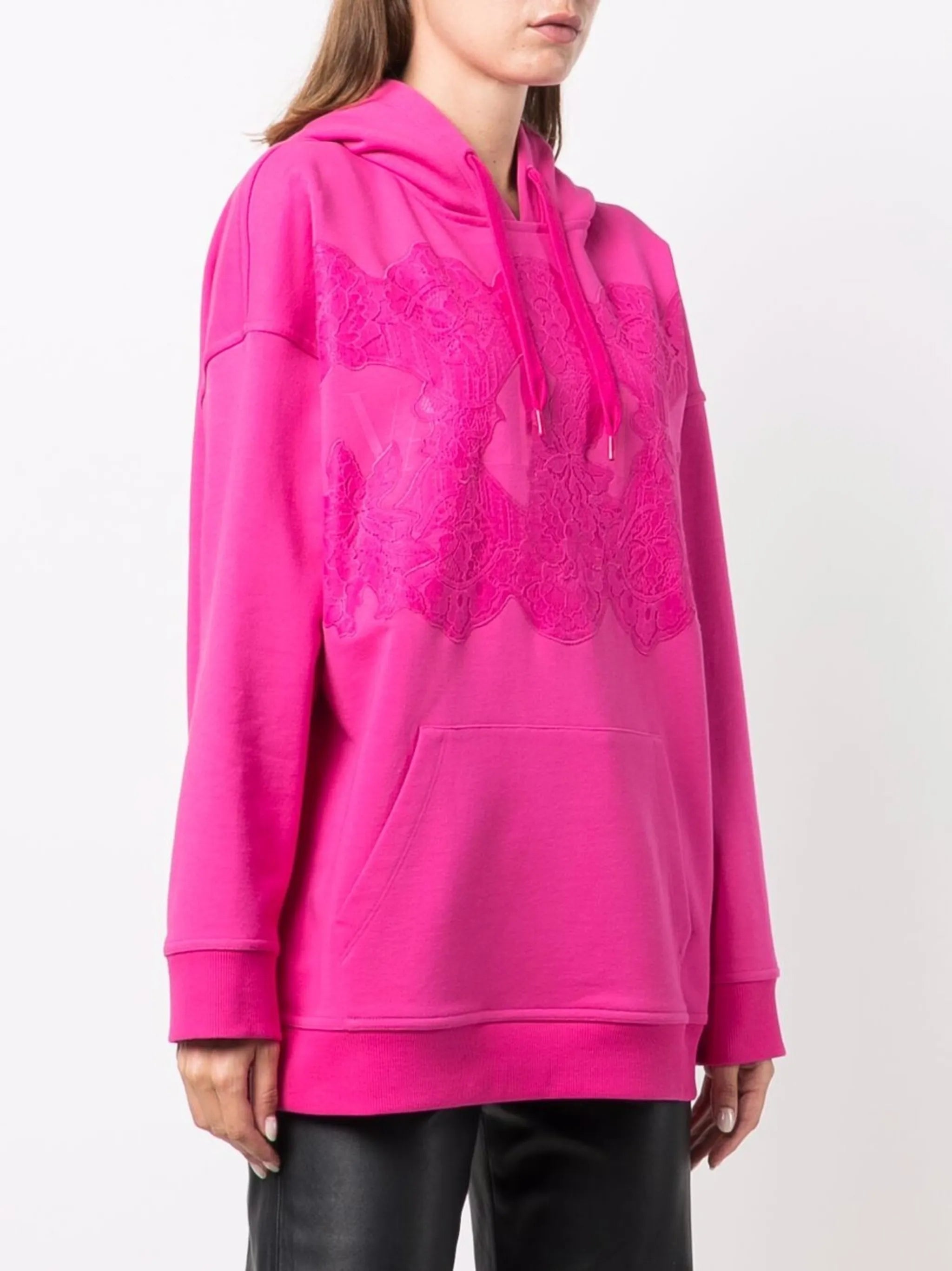 lace-panel hoodie