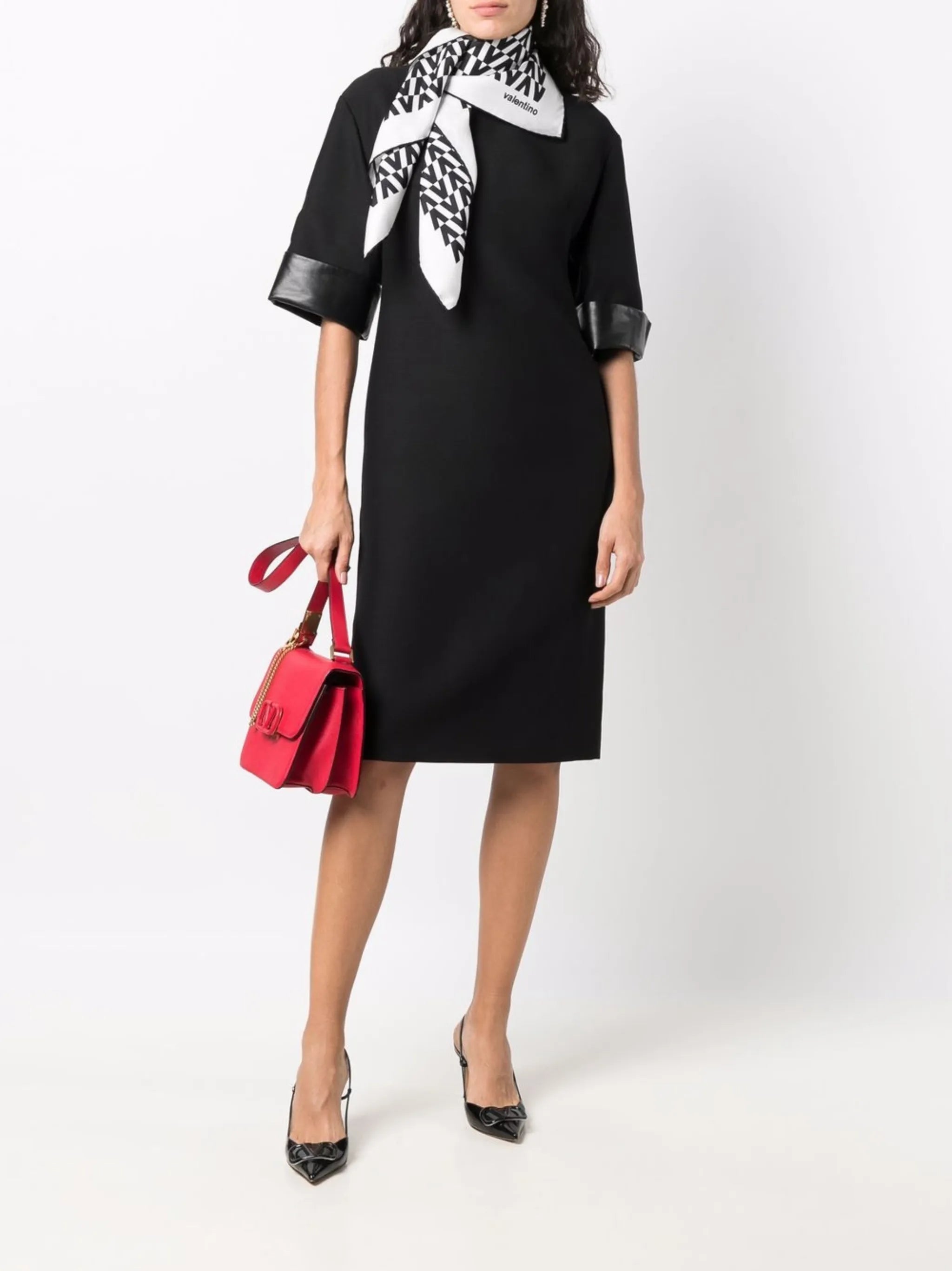 lambskin-panel pencil dress