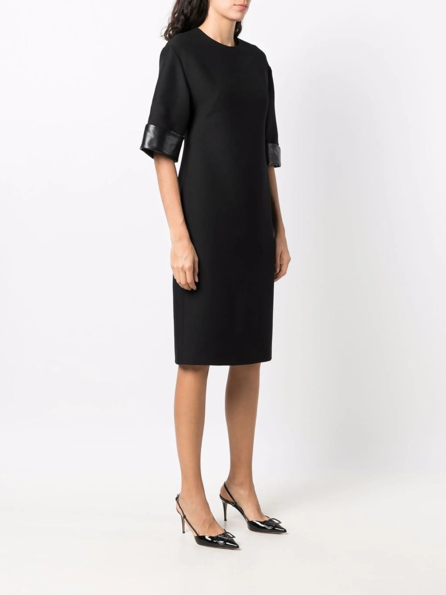 lambskin-panel pencil dress