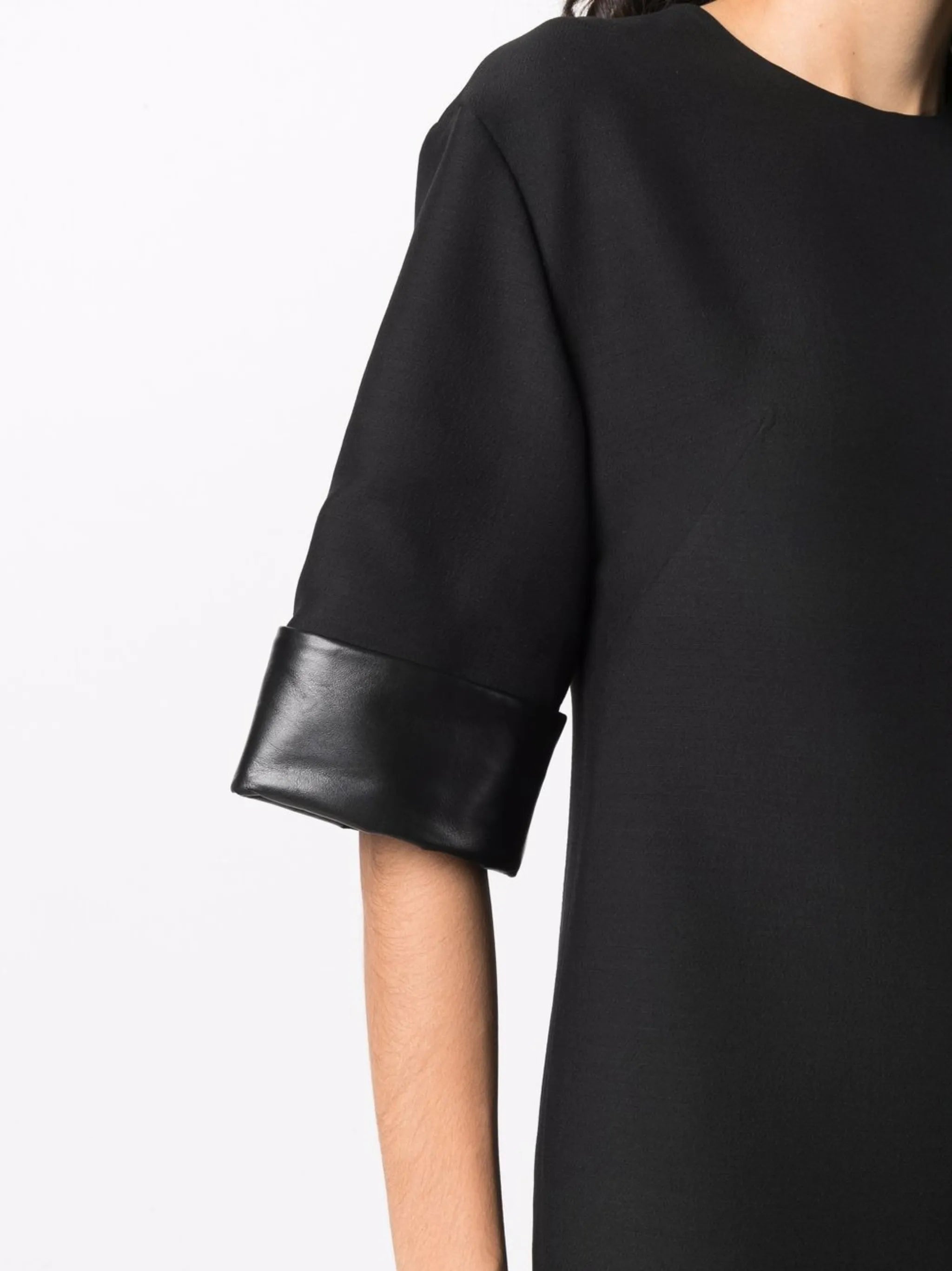 lambskin-panel pencil dress