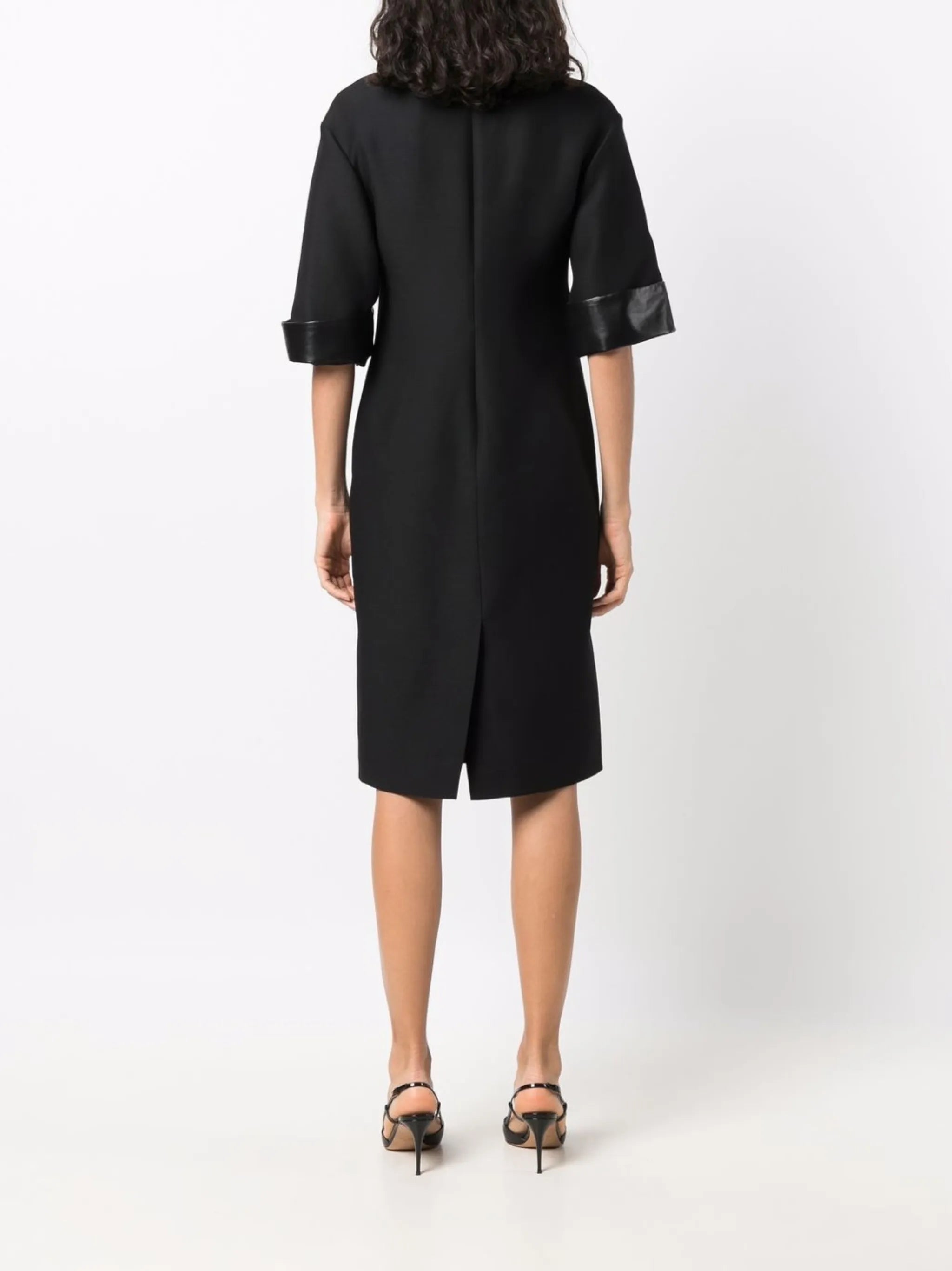 lambskin-panel pencil dress