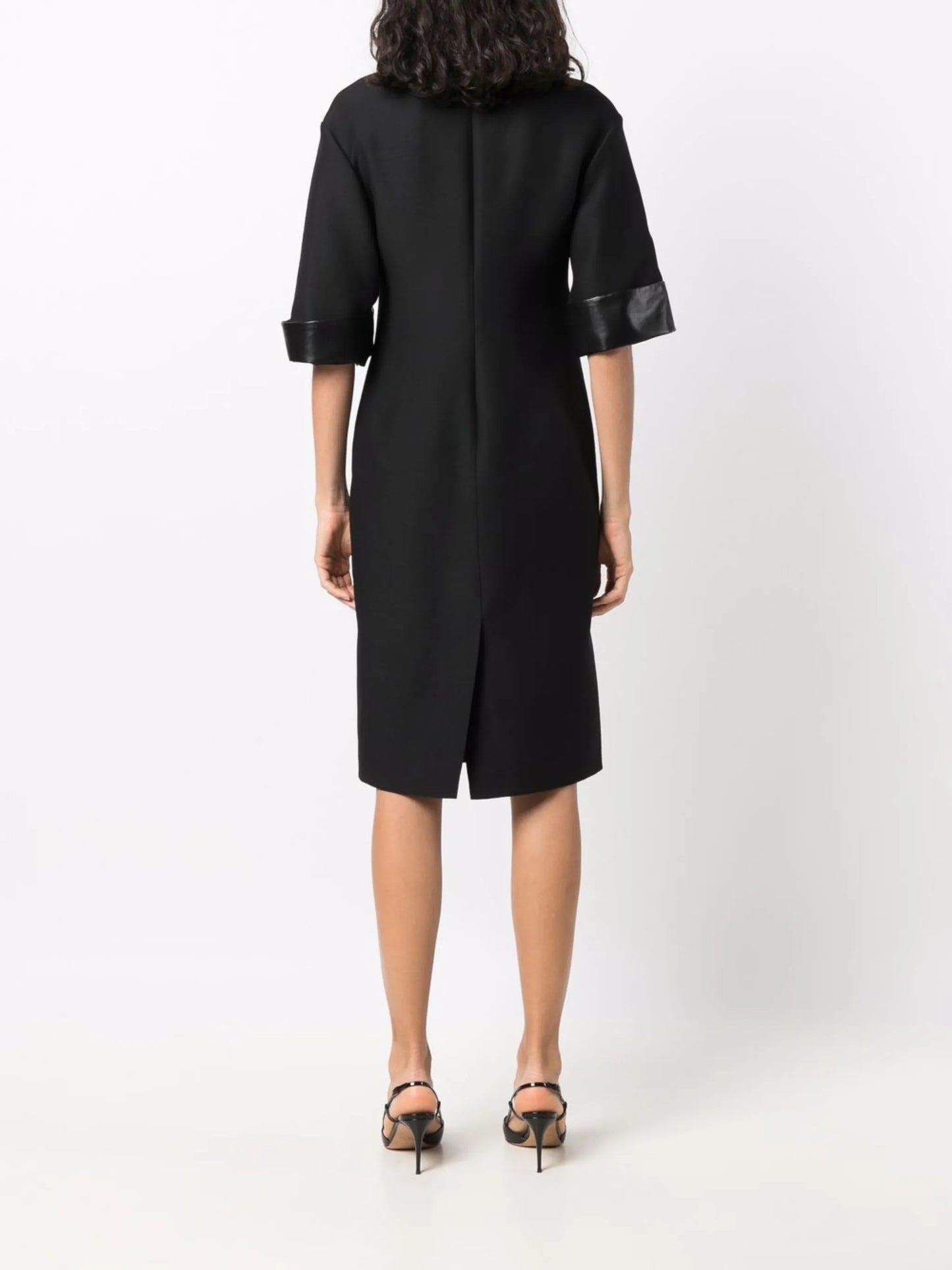 lambskin-panel pencil dress
