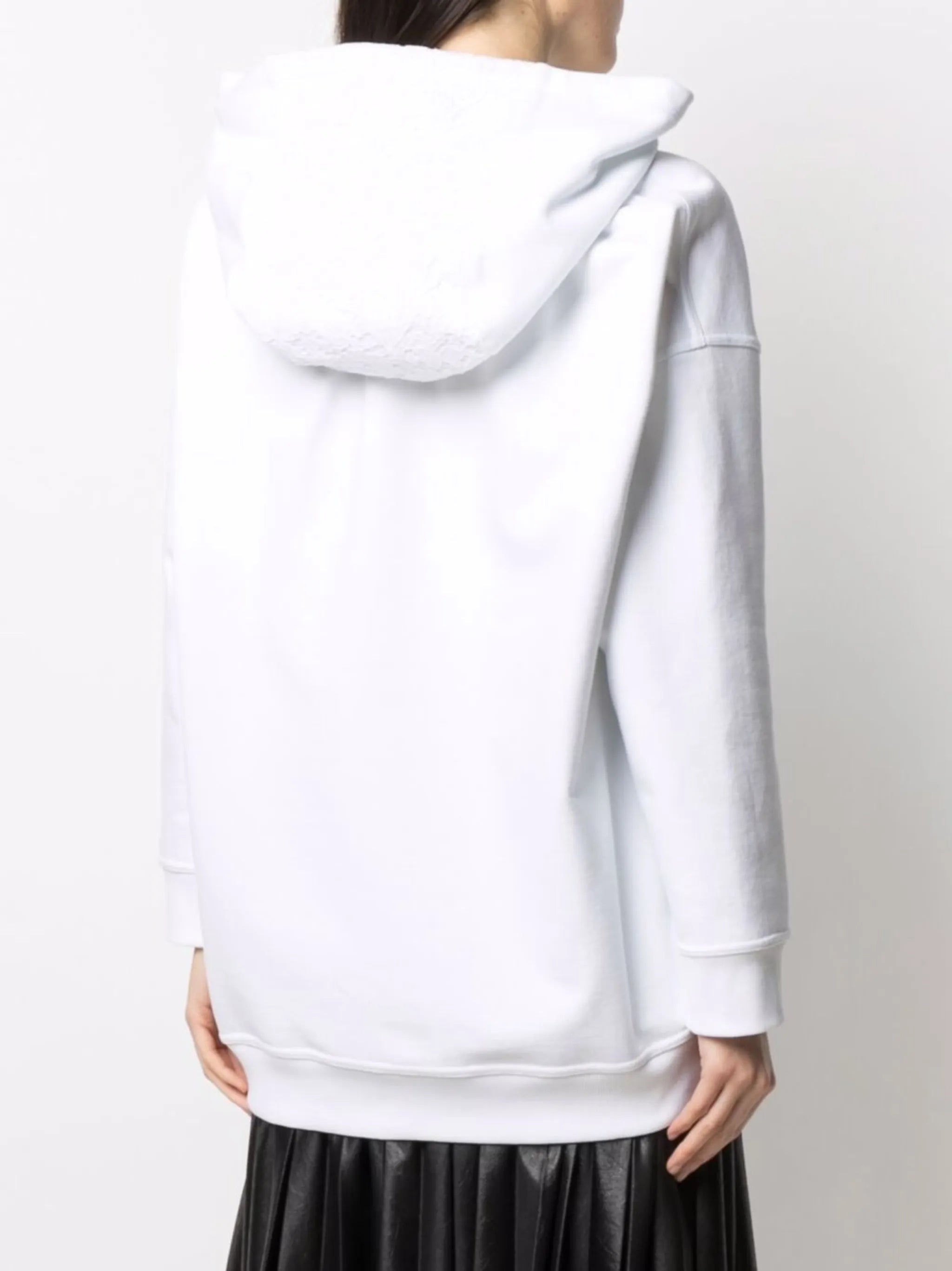 logo-print lace-panel hoodie