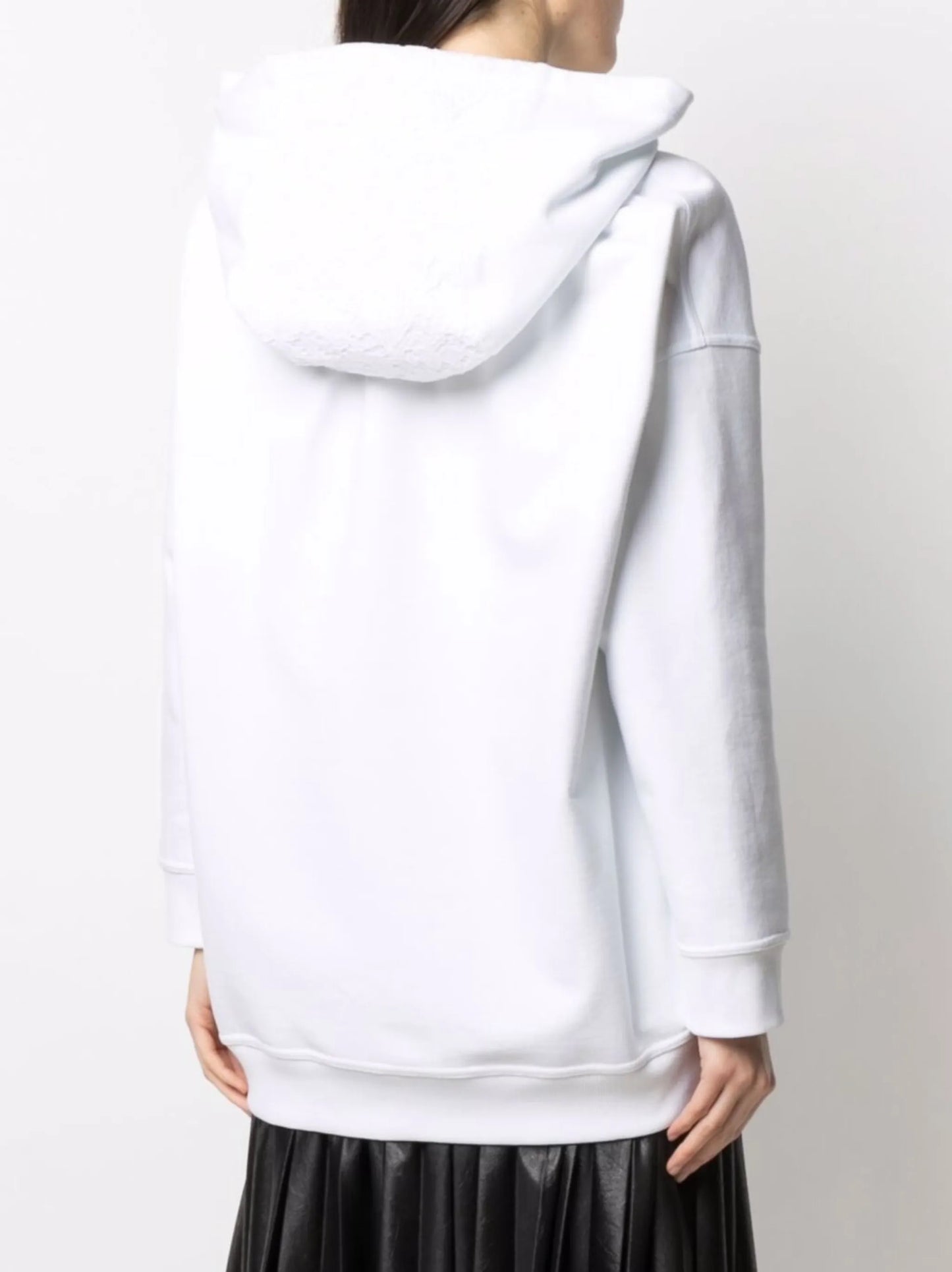 logo-print lace-panel hoodie