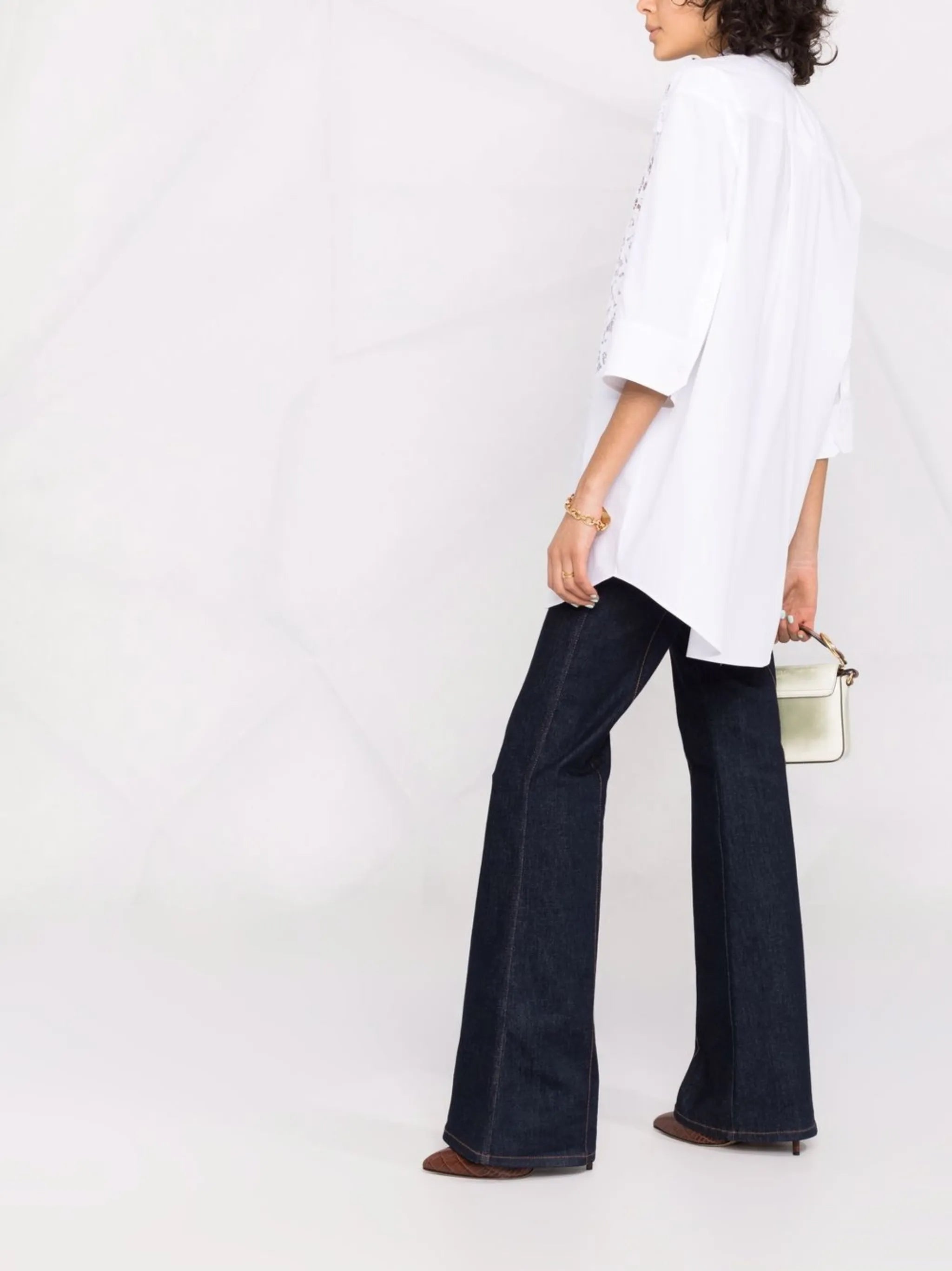 lace-panel shirt