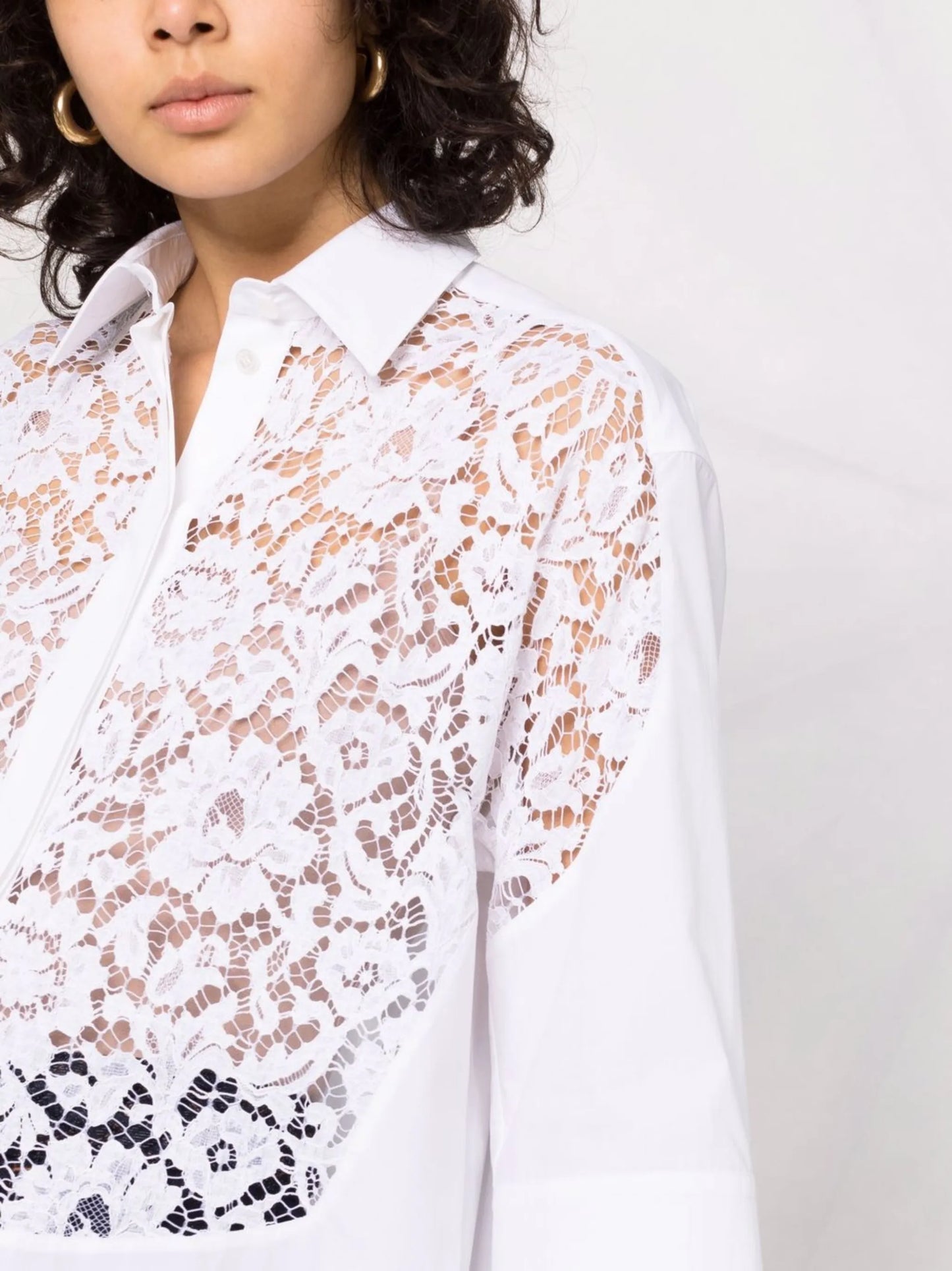 lace-panel shirt