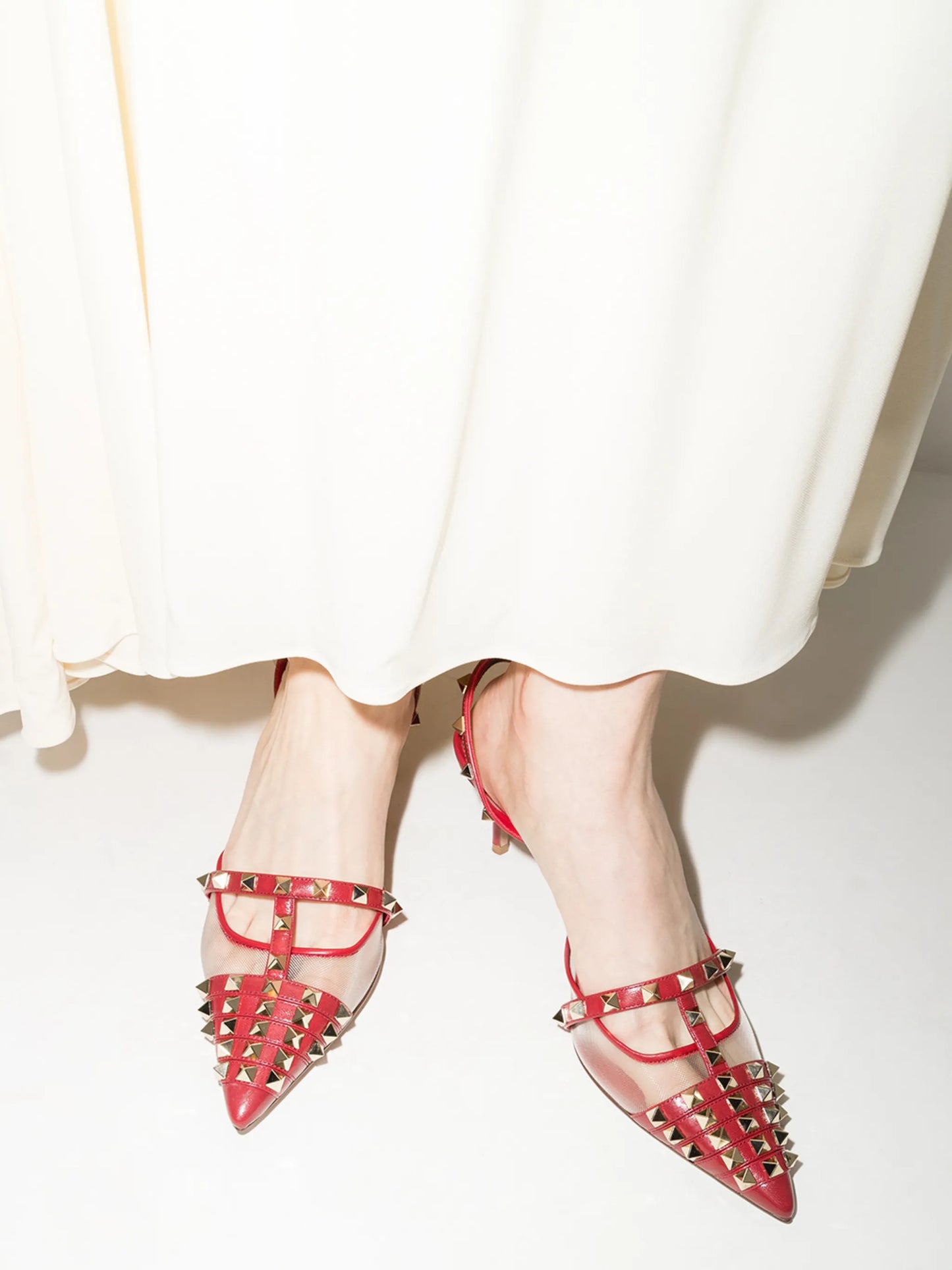 Rockstud-embellished pointed-toe pumps