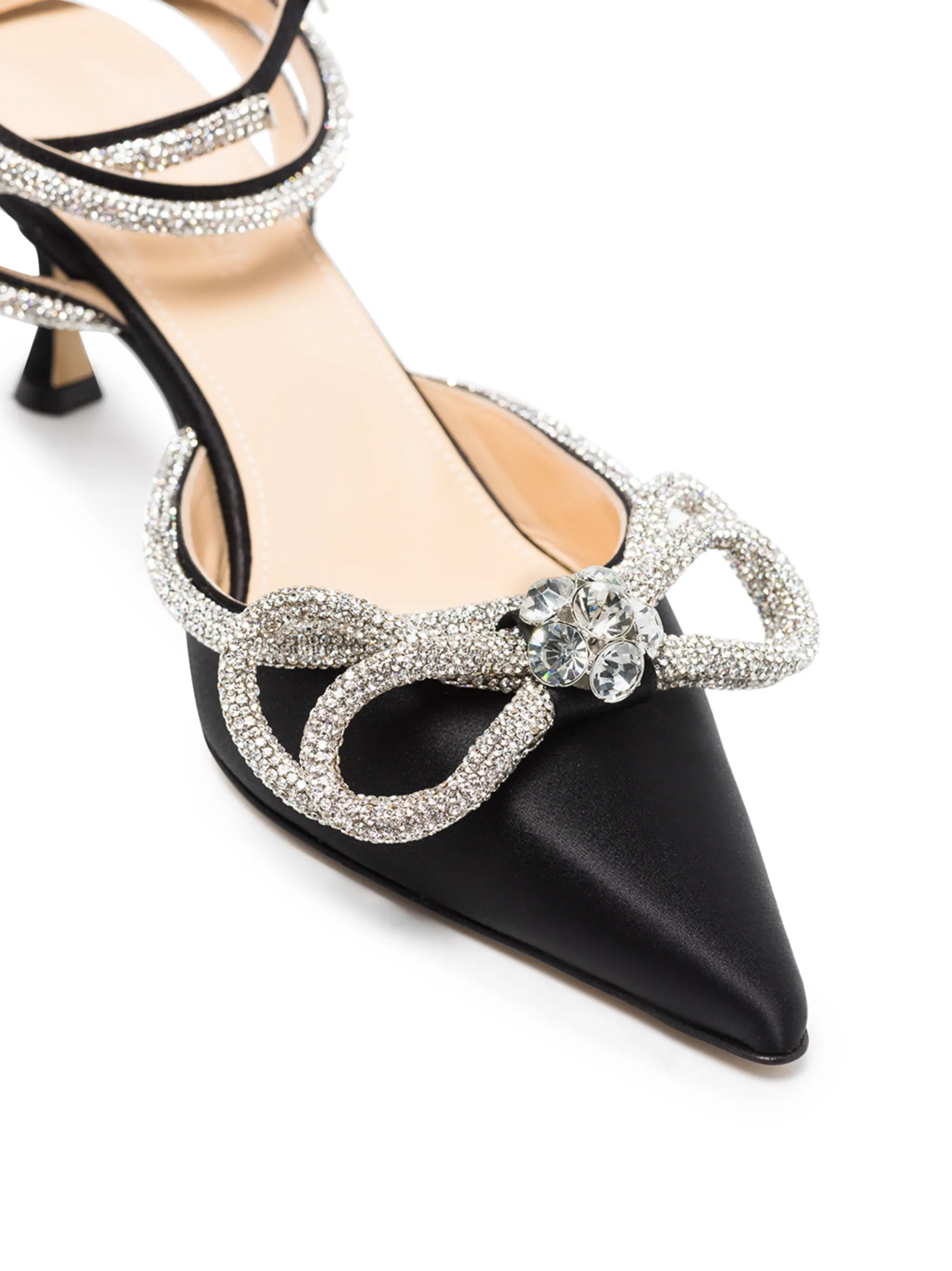 Double Bow 65mm crystal-embellished pumps