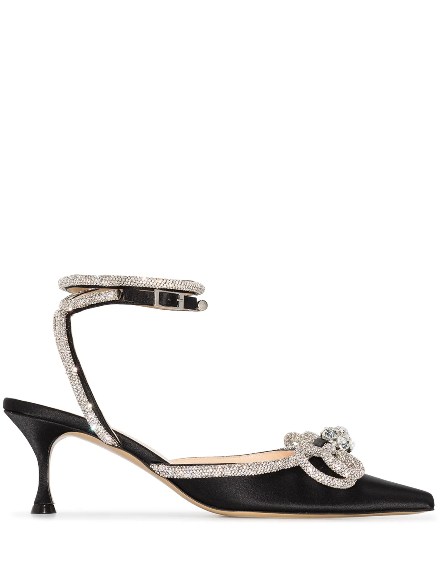 Double Bow 65mm crystal-embellished pumps