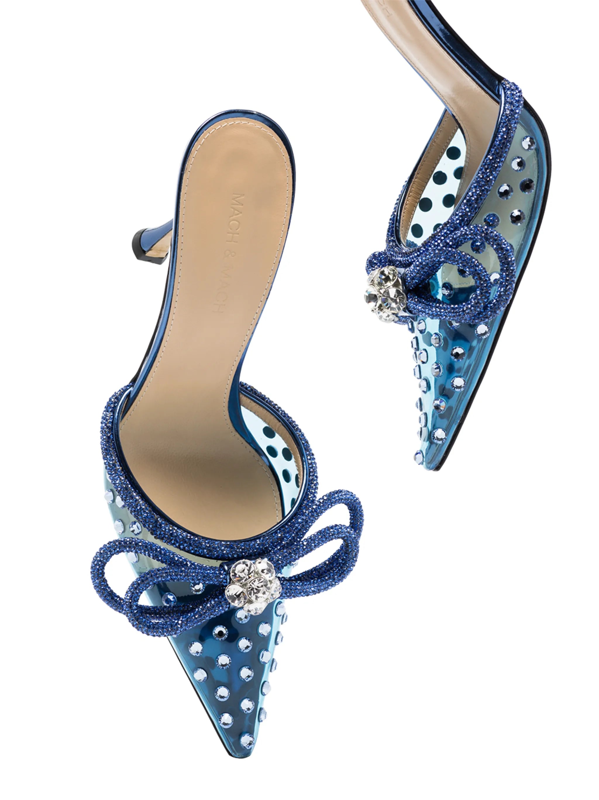 Double Bow 100mm crystal-embellished mules