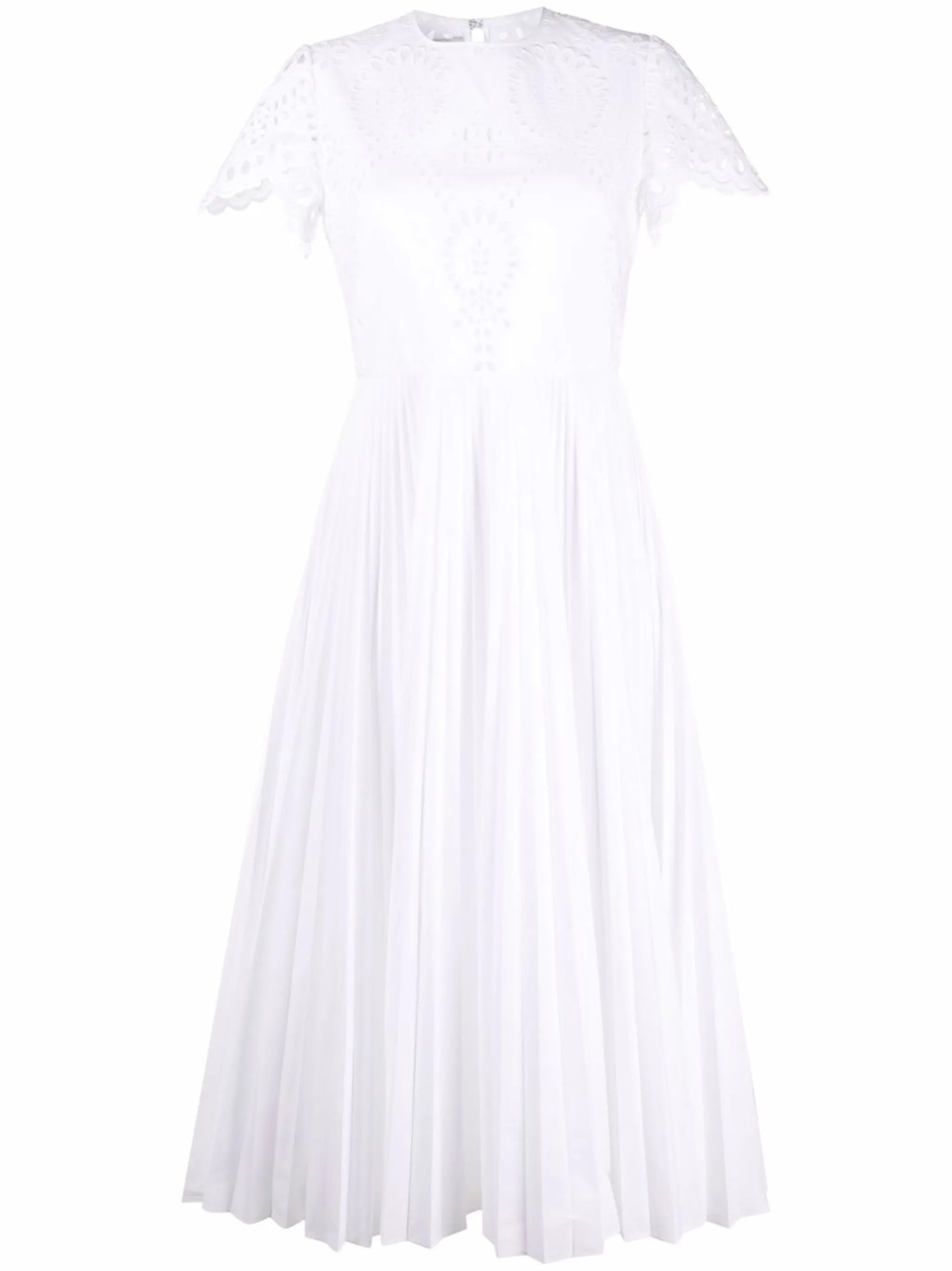 broderie anglaise pleated dress