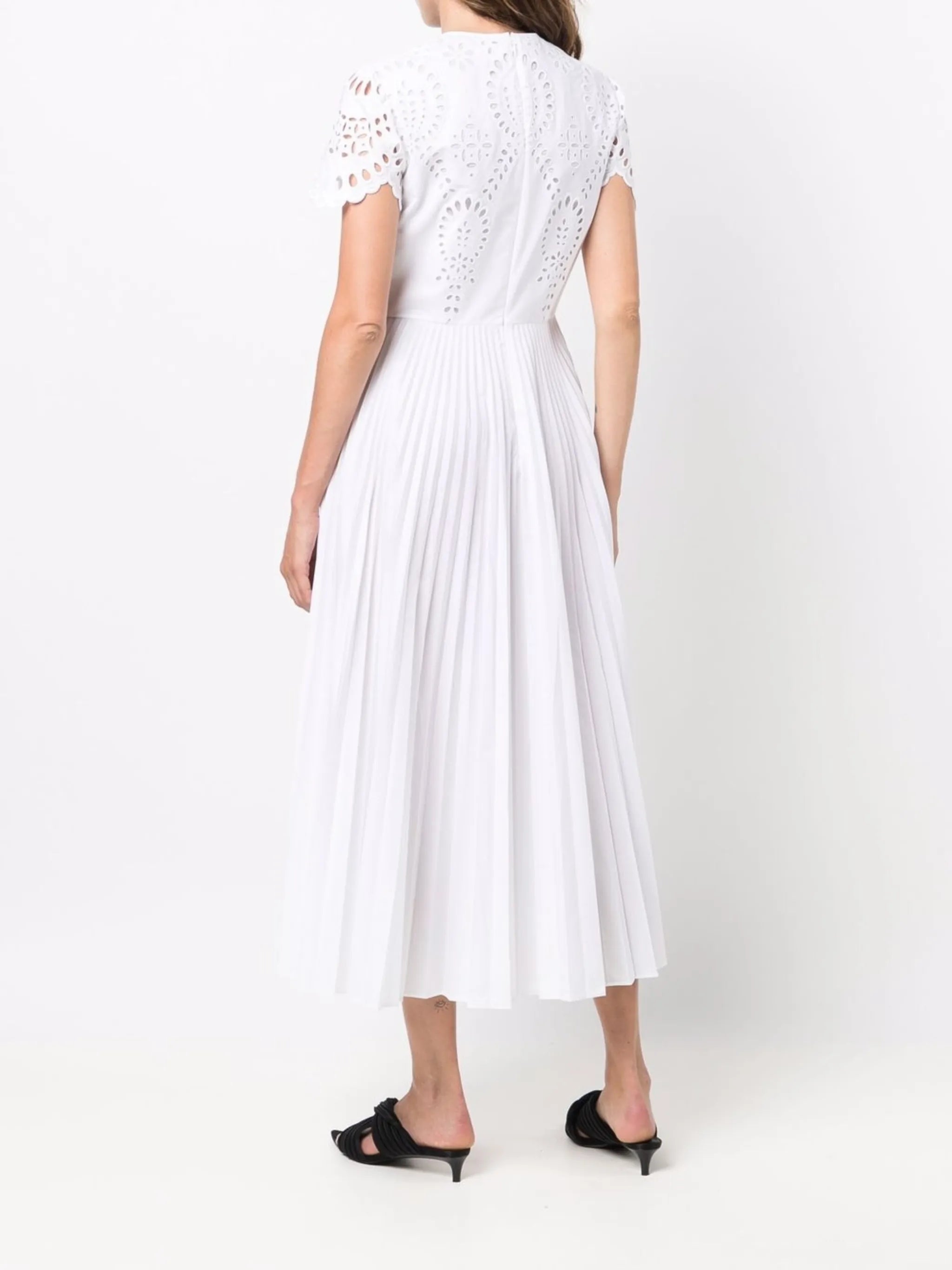 broderie anglaise pleated dress