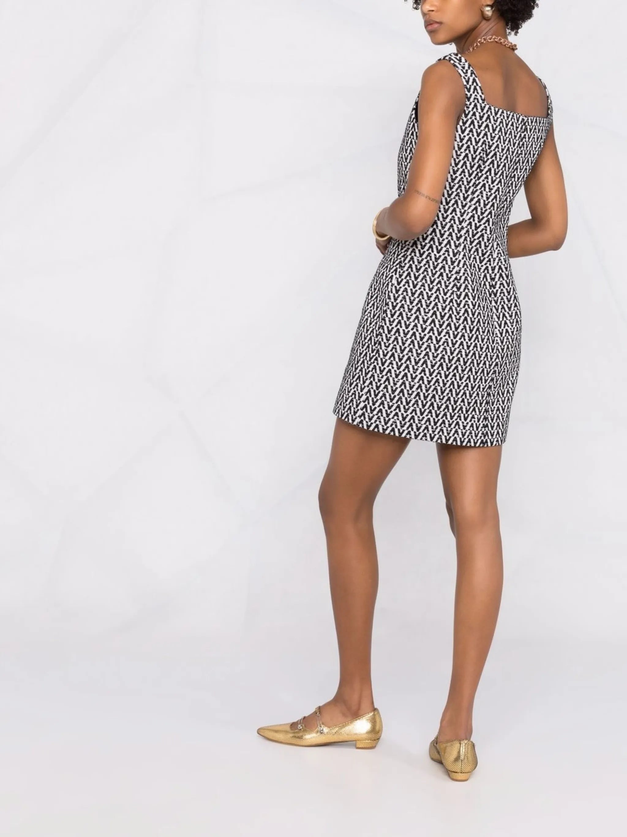 square-neck sleeveless dress