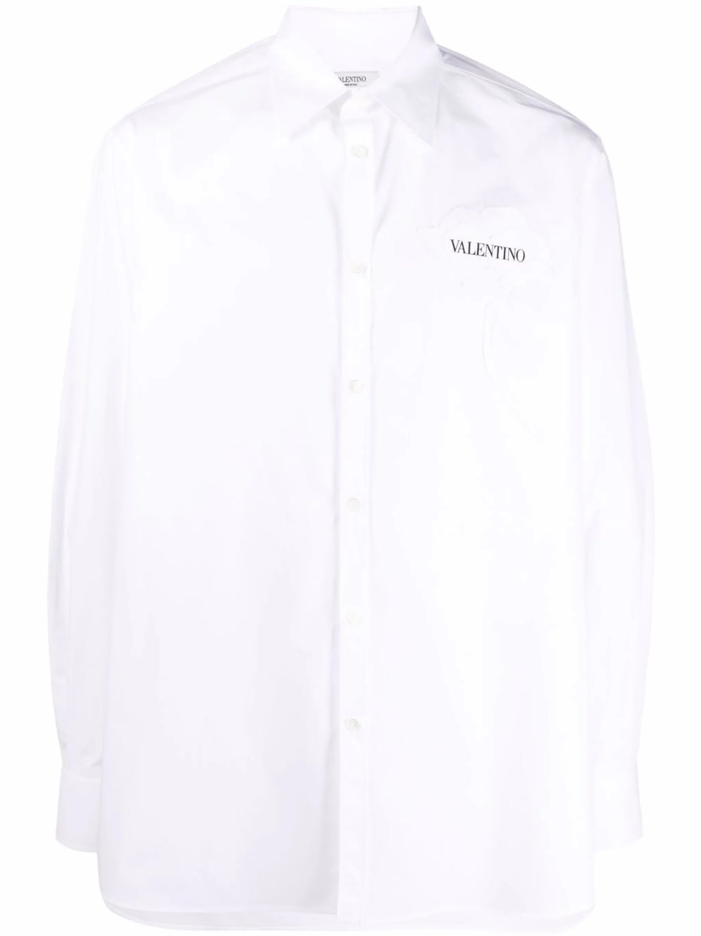 floral-appliqué cotton shirt