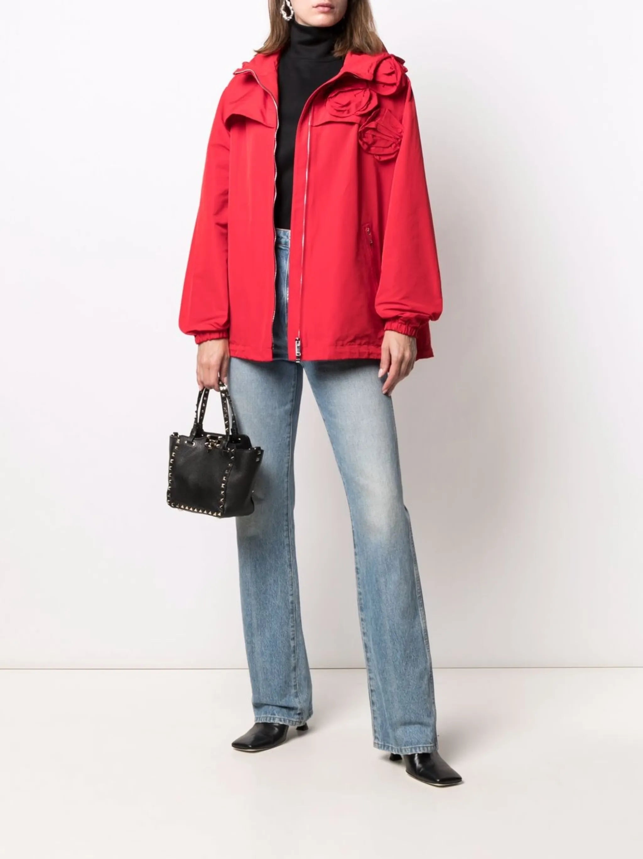 floral-detail hooded jacket
