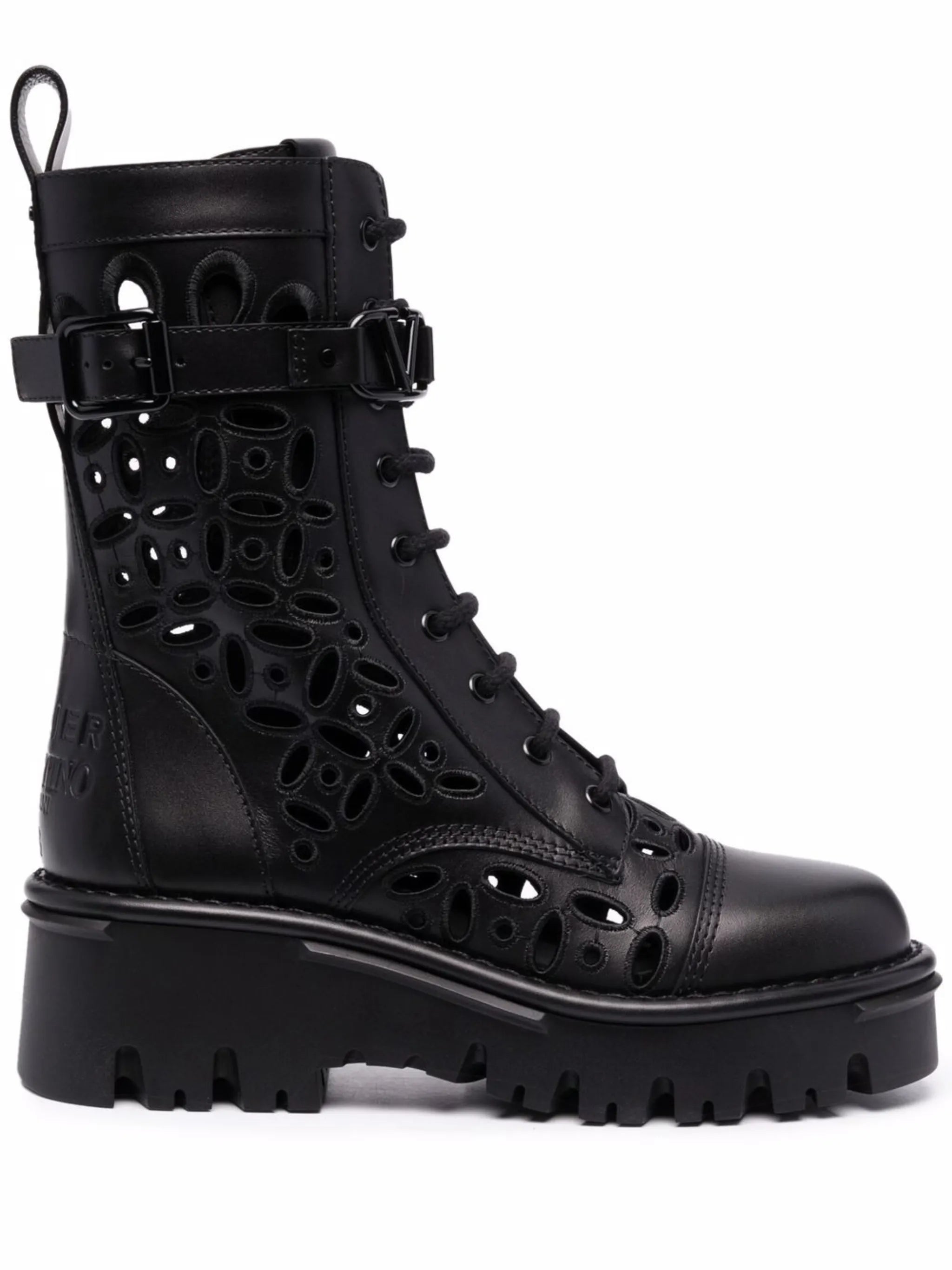 laser-cut combat boots
