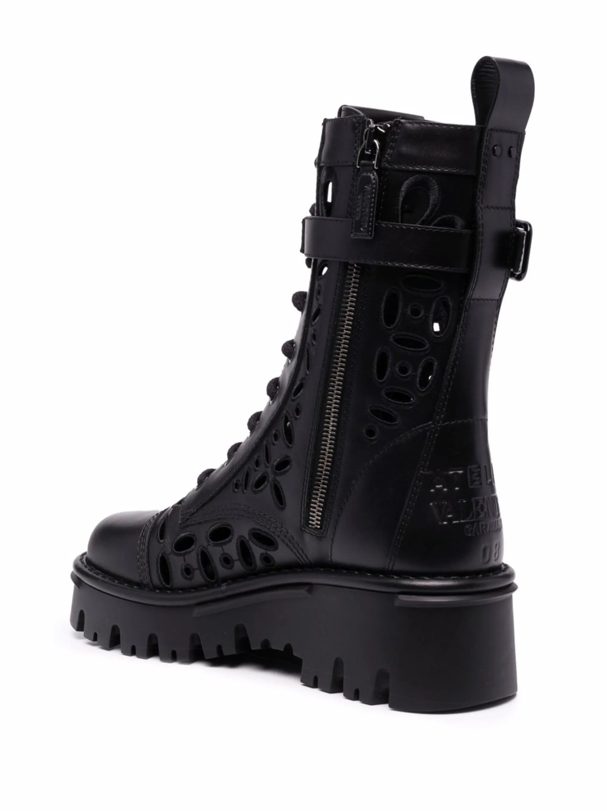 laser-cut combat boots