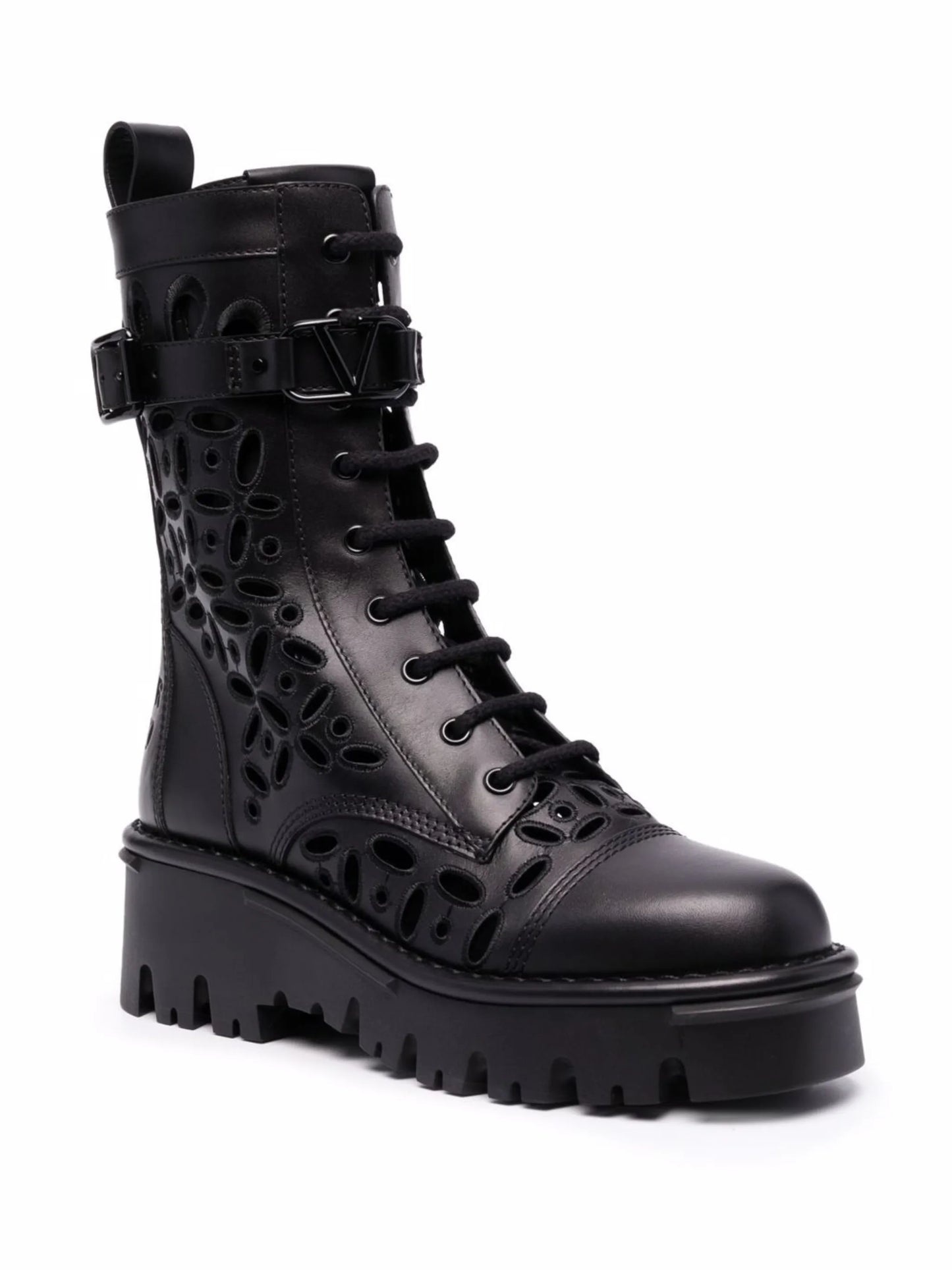 laser-cut combat boots