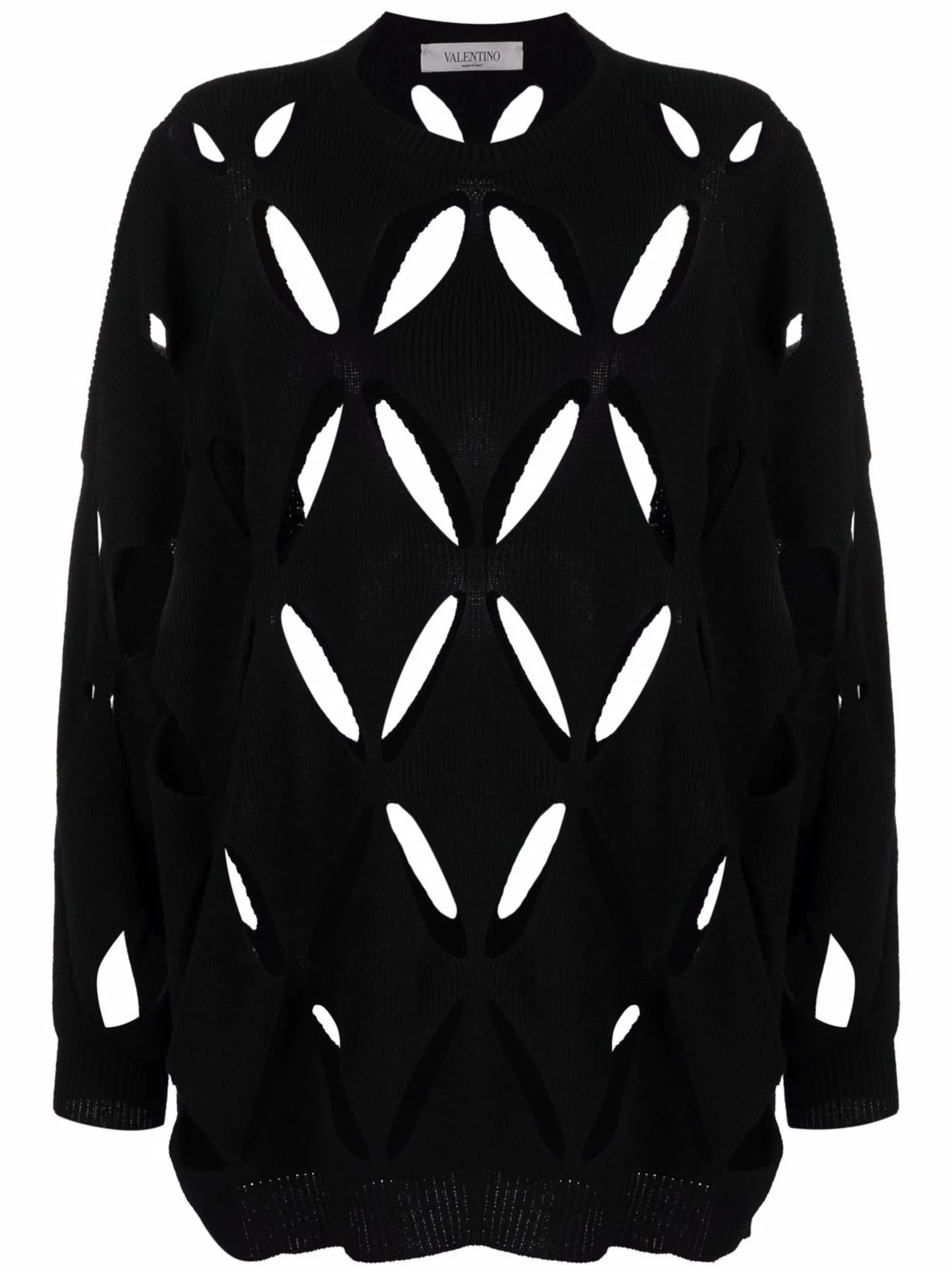 V cut-out long-sleeve knitted jumper