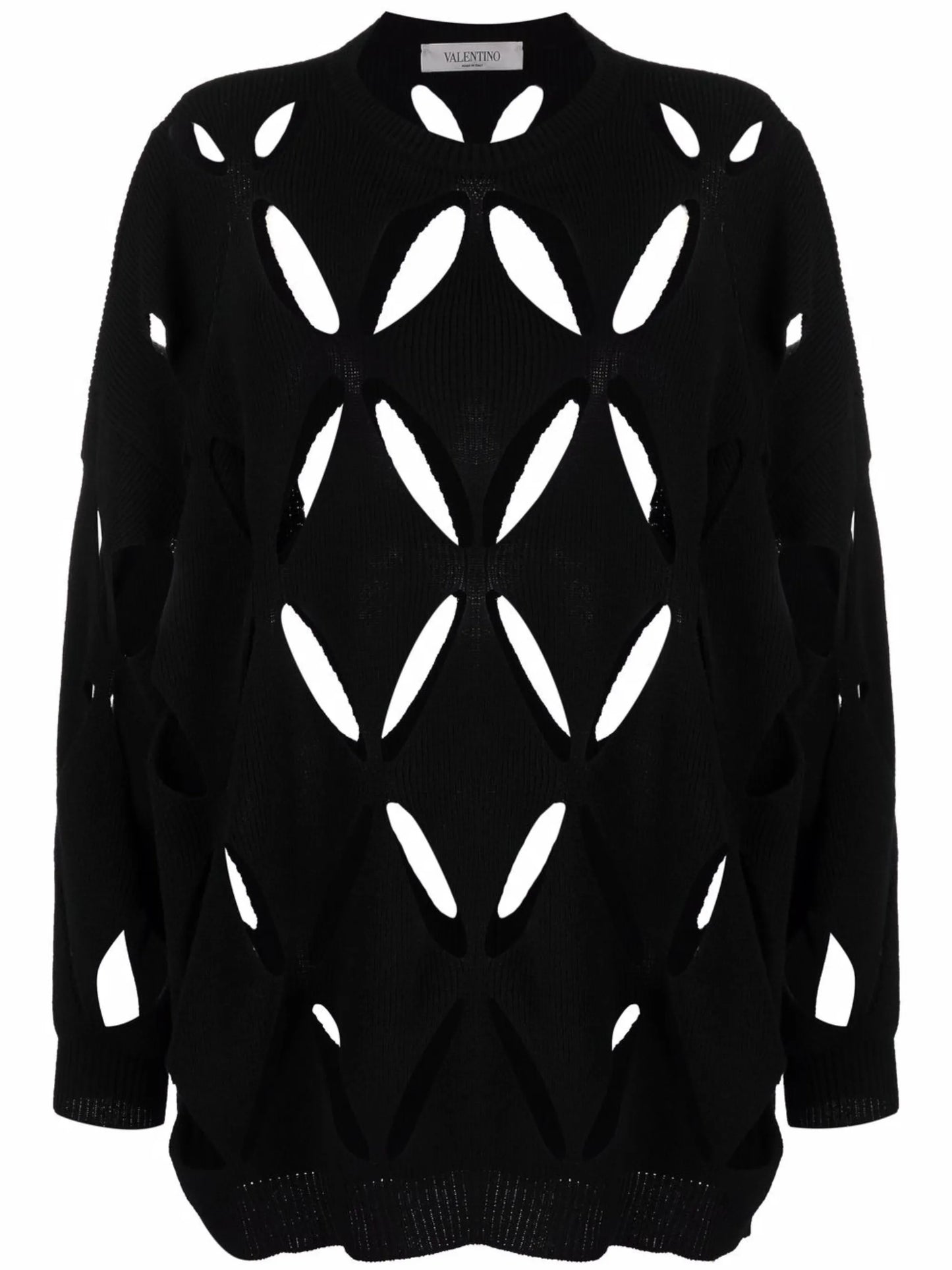 V cut-out long-sleeve knitted jumper