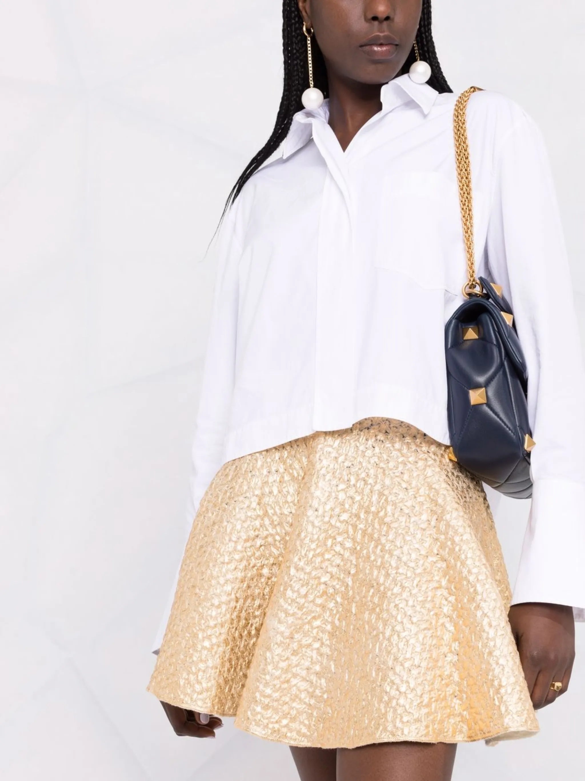 high-waisted textured skirt
