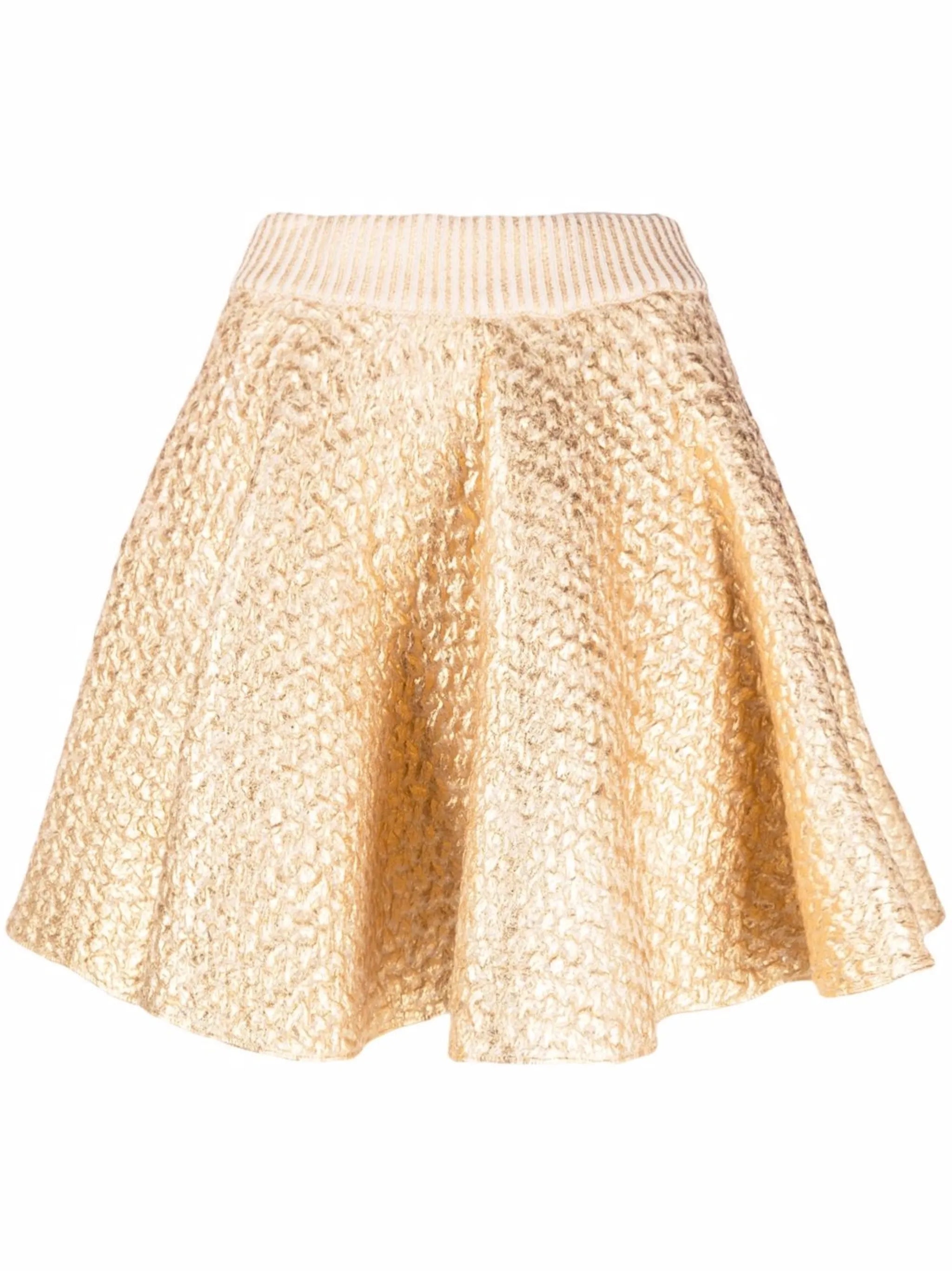 high-waisted textured skirt