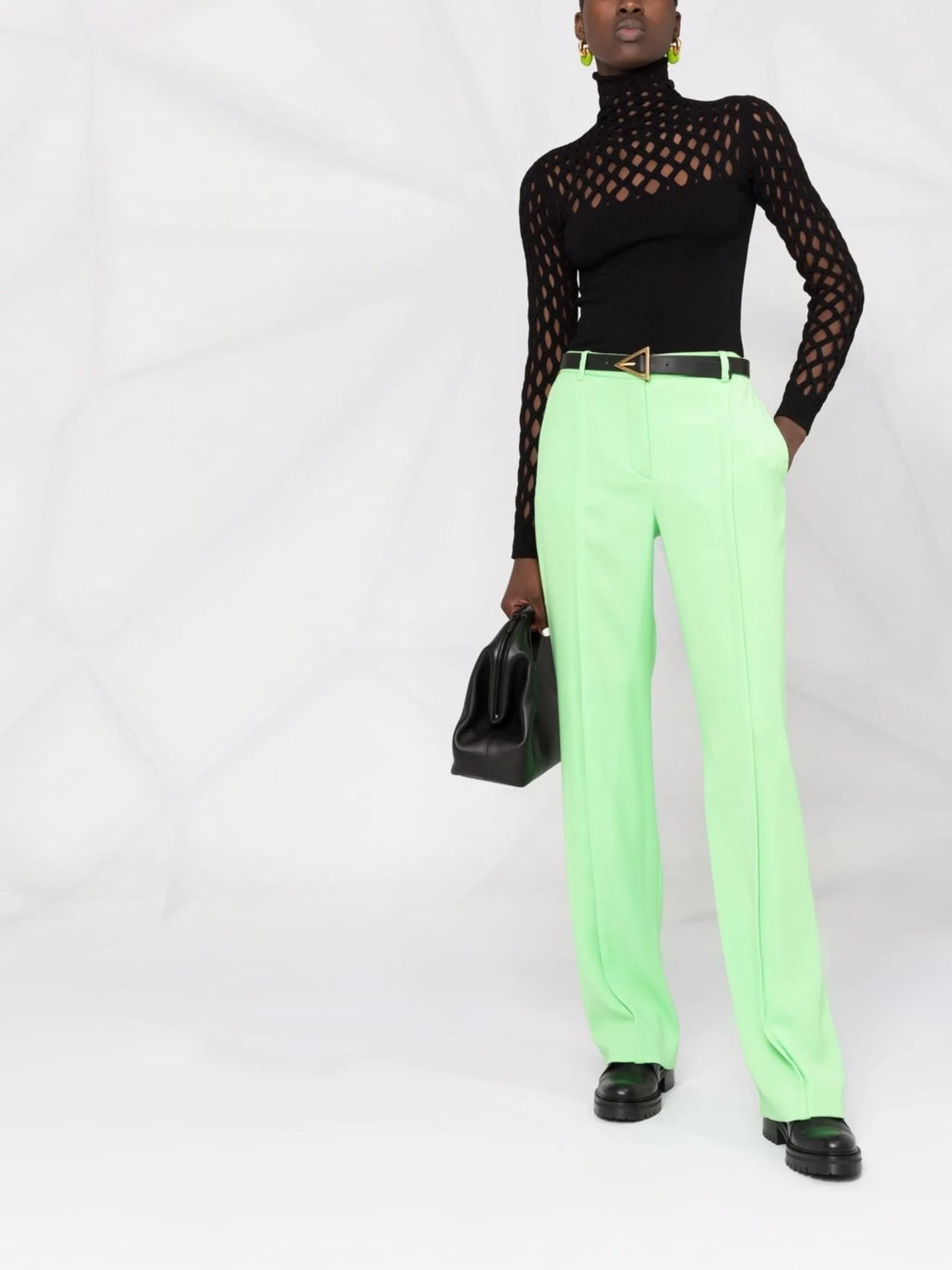 open-knit roll-neck top