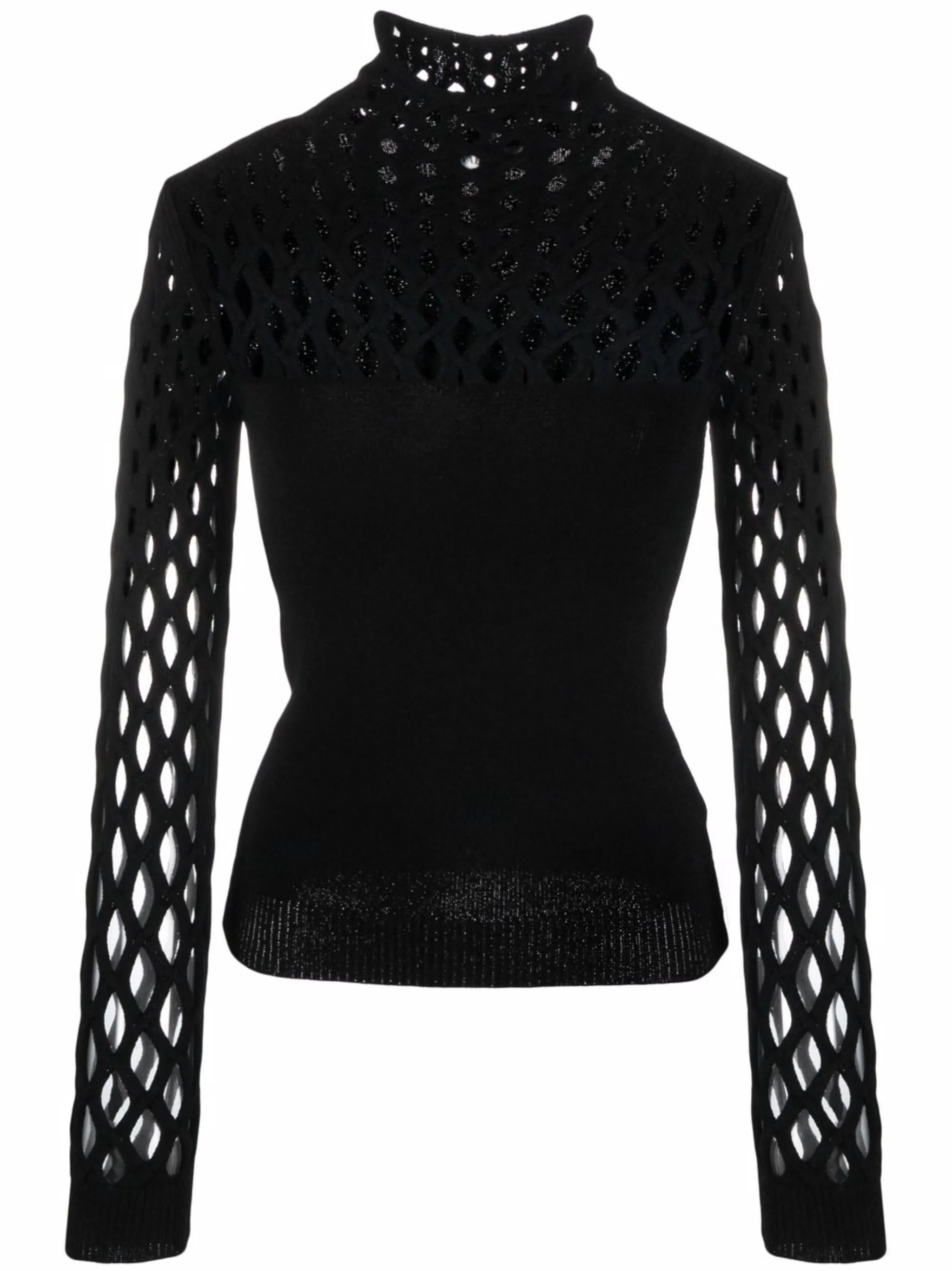 open-knit roll-neck top